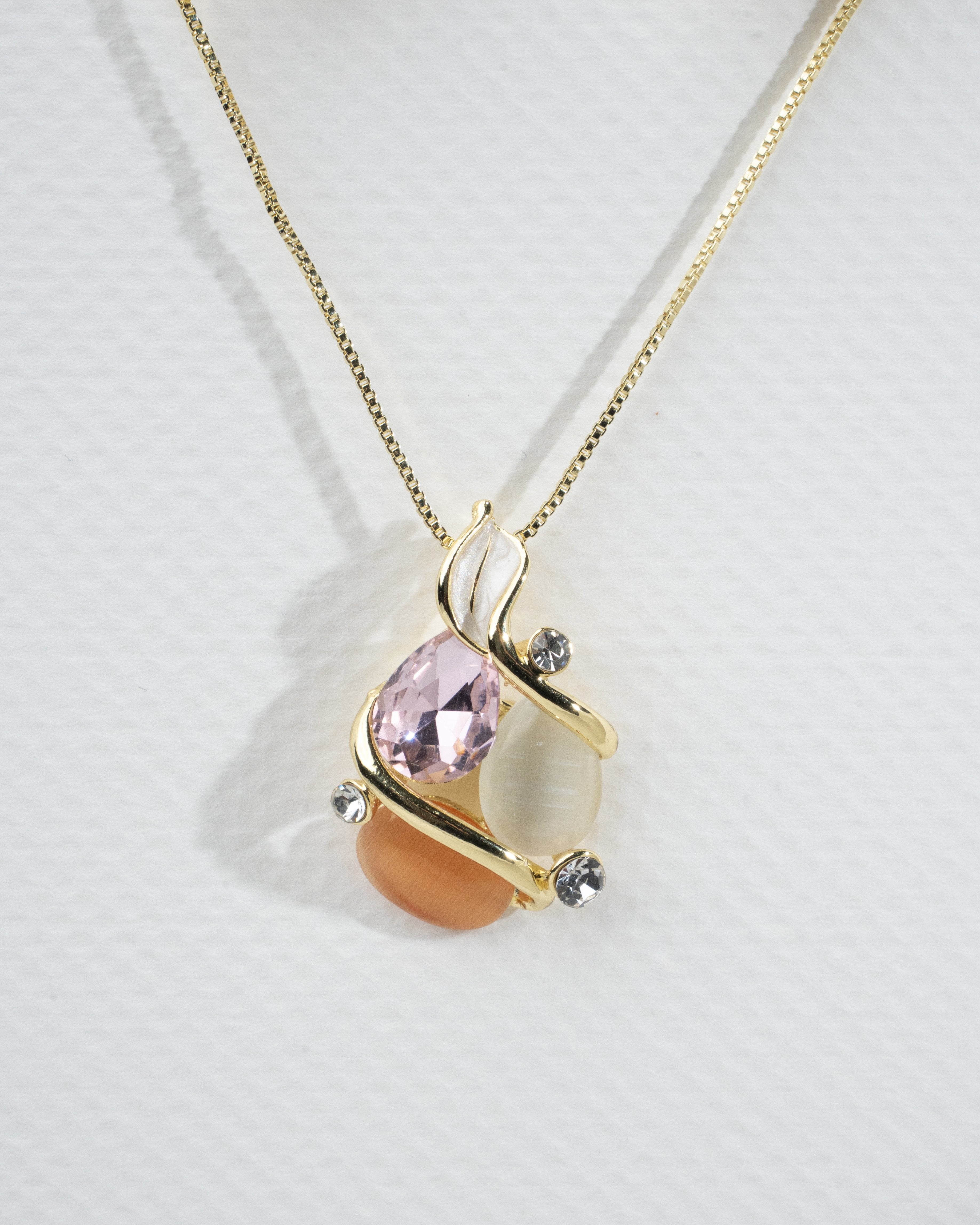 Elegant Multi-Stone Gold-Plated Necklace and Earrings Set