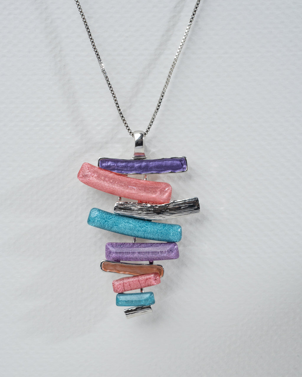 Multicolor Modern Art Necklace and Earring Set