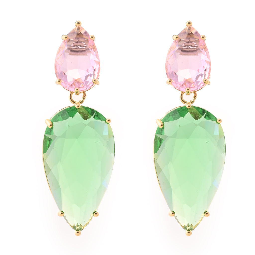 Two-Tone Teardrop Crystal Earrings