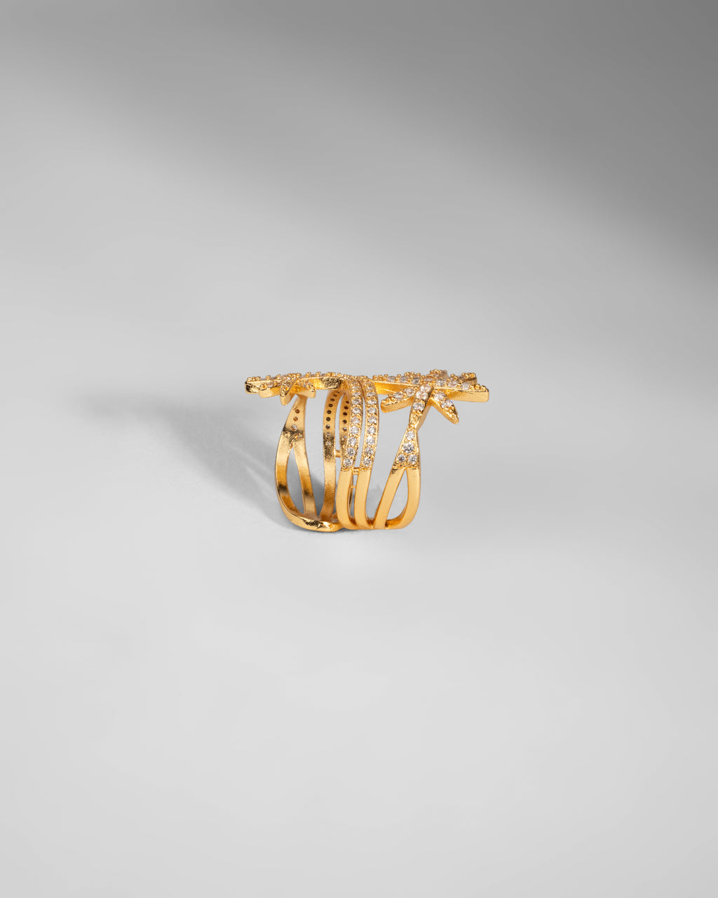 Radiant Starburst Gold Ring with Diamond Accents