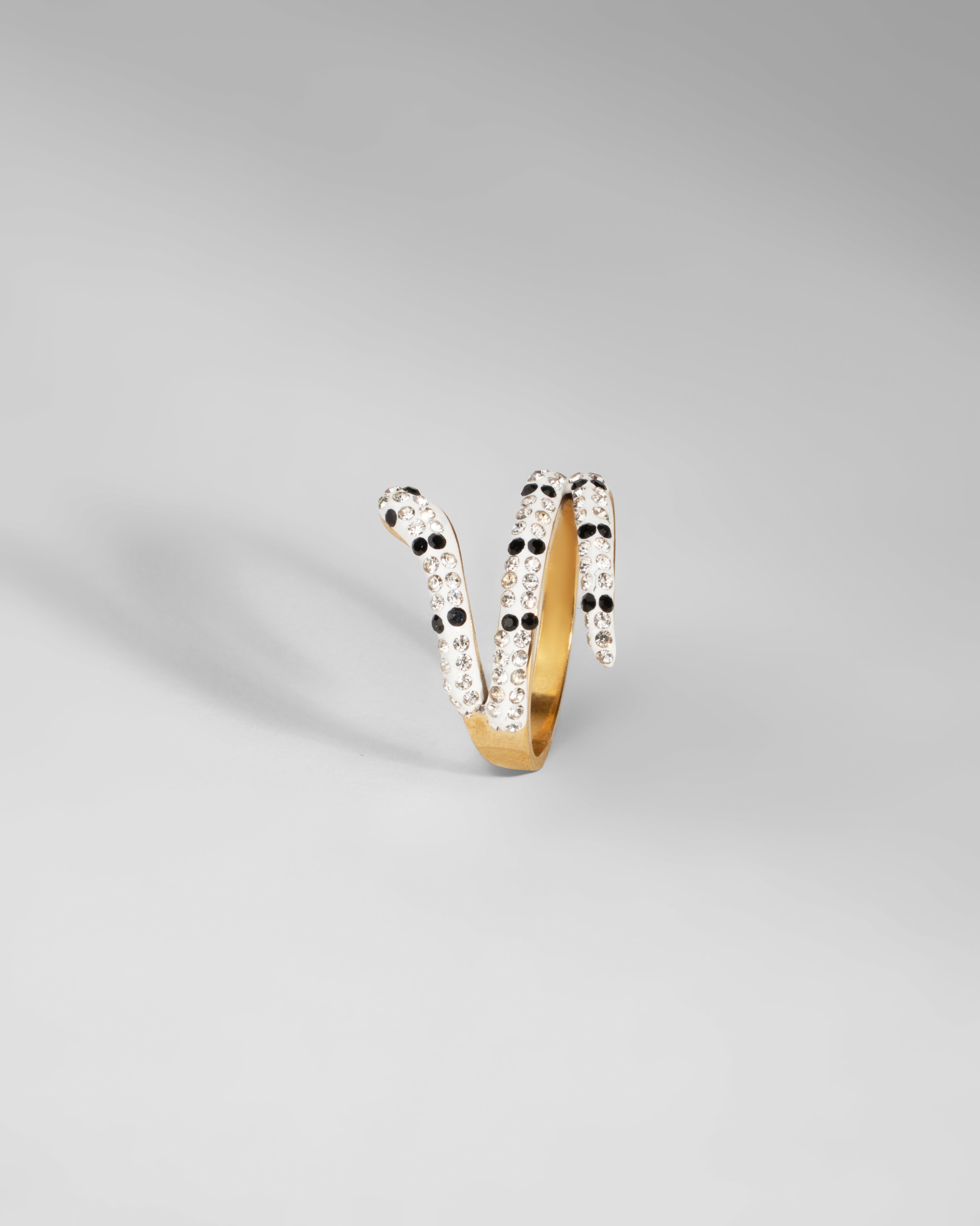 Elegant Crystal-Embellished Serpentine Ring
