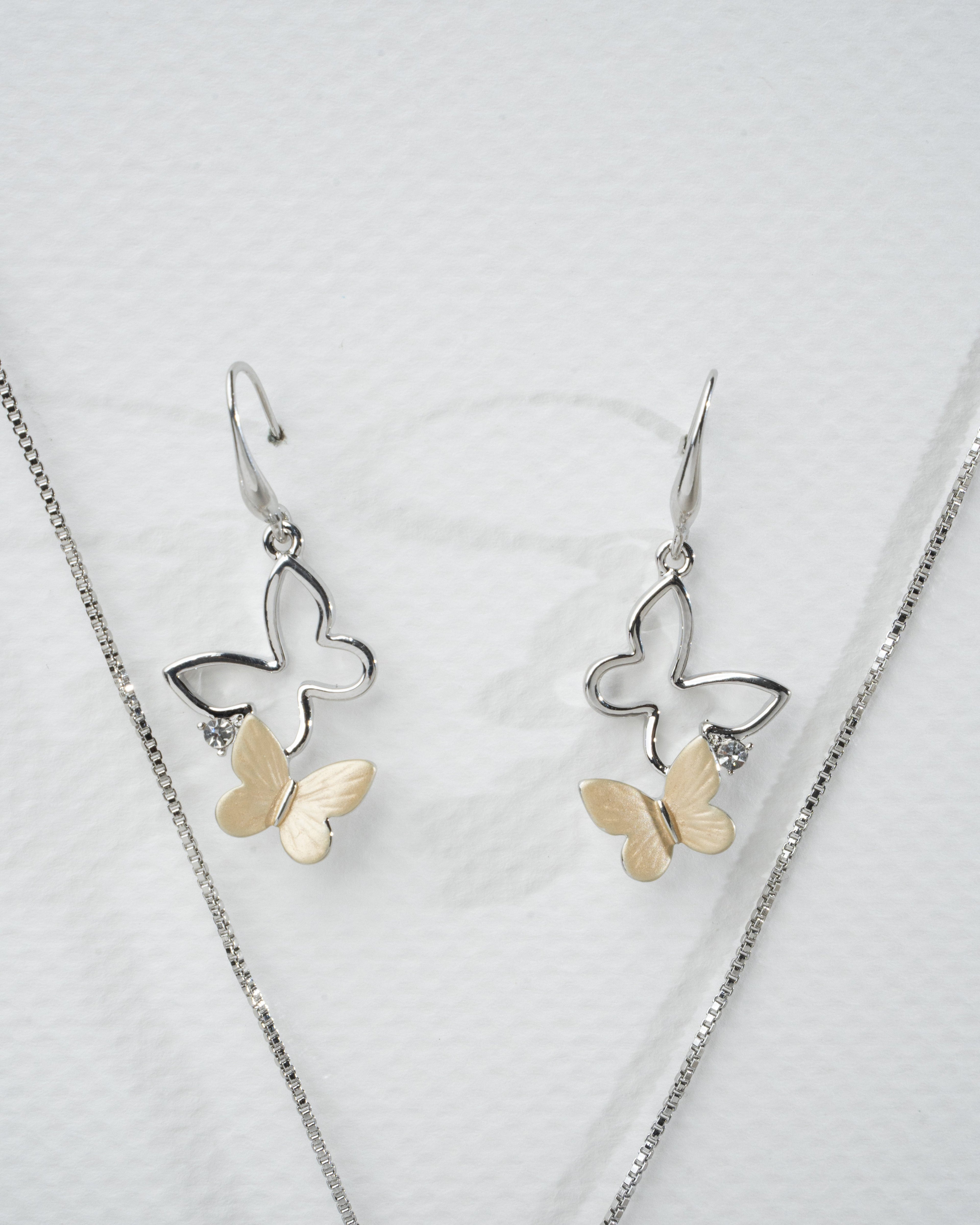 Elegant Butterfly Pendant and Earrings Set