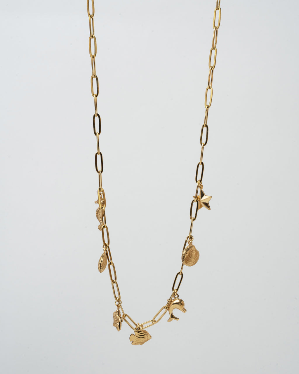 Elegant Ocean-Themed Gold Charm Necklace
