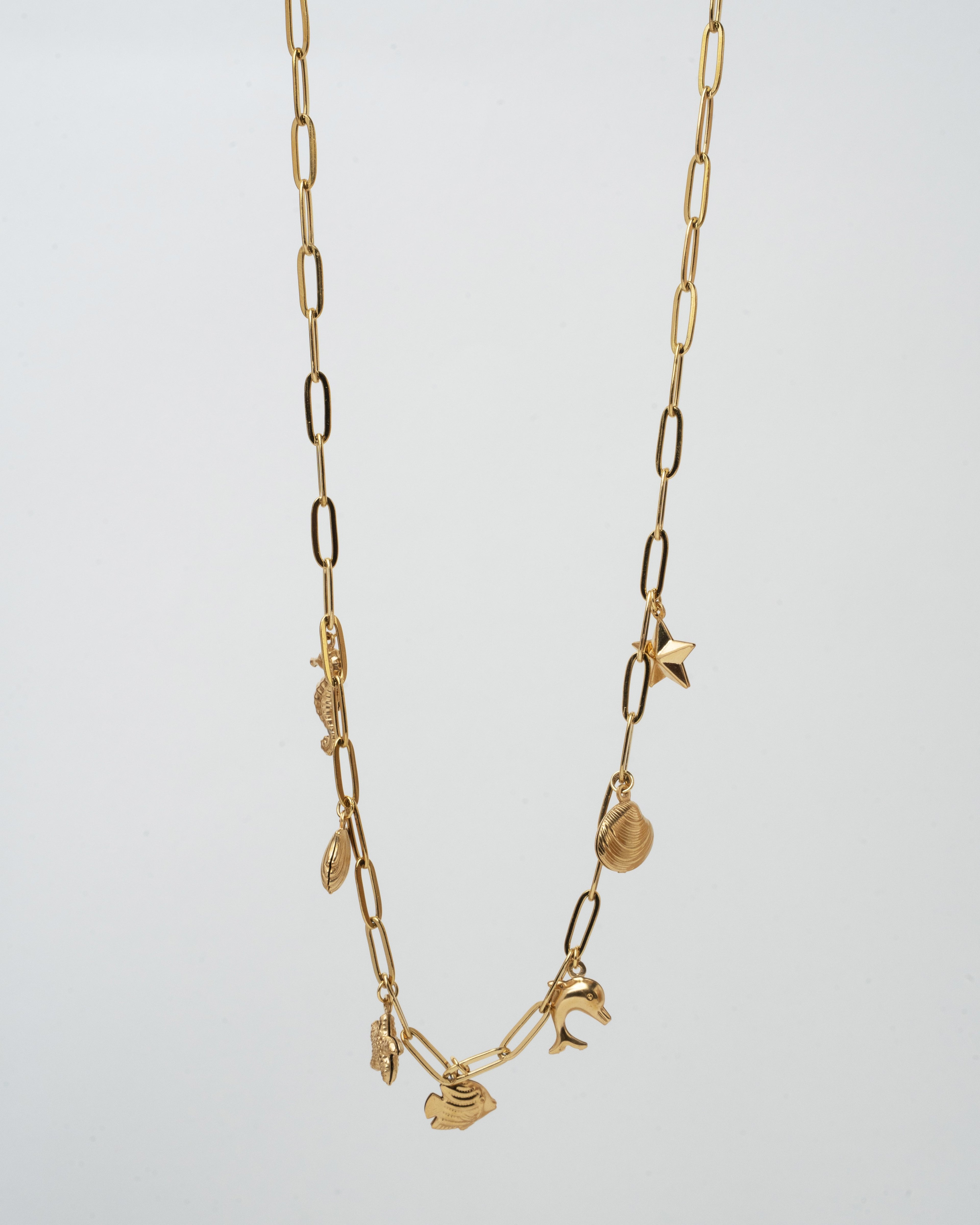 Elegant Ocean-Themed Gold Charm Necklace