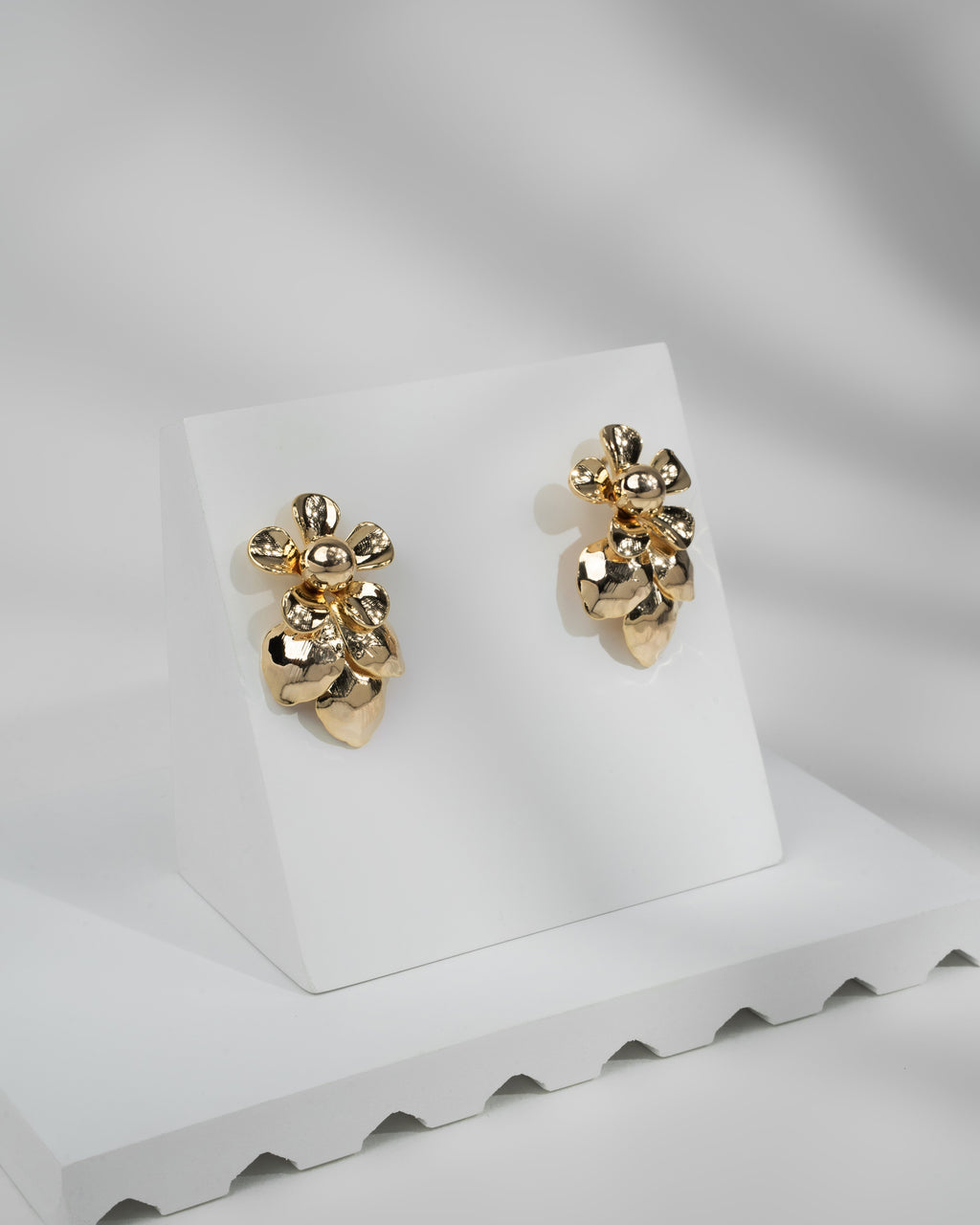 Elegant Gold-Tone Floral Sculpted Earrings