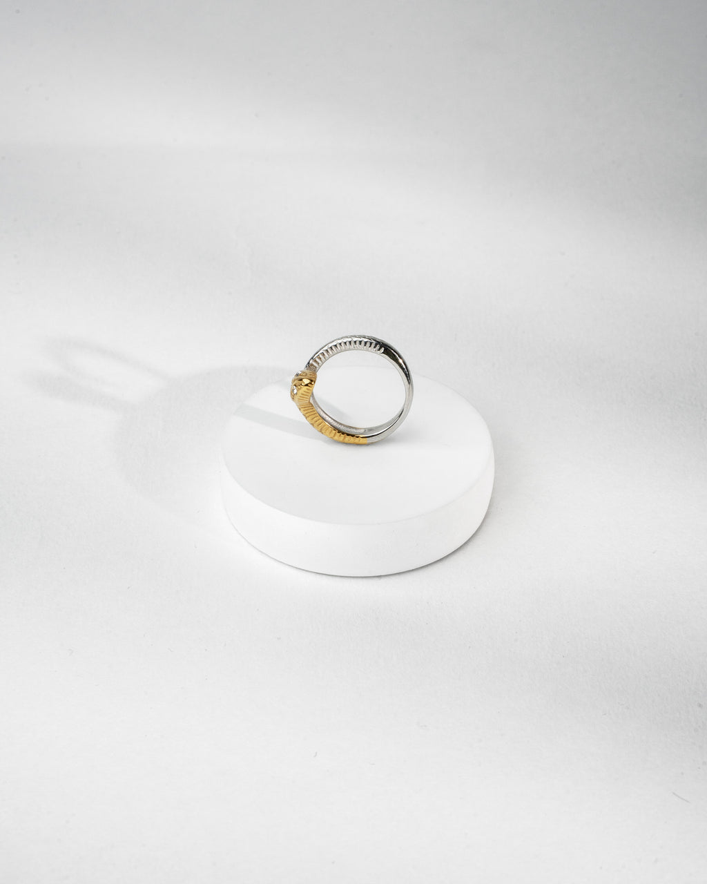 Elegant Two-Tone Snake Ring with Intricate Detailing