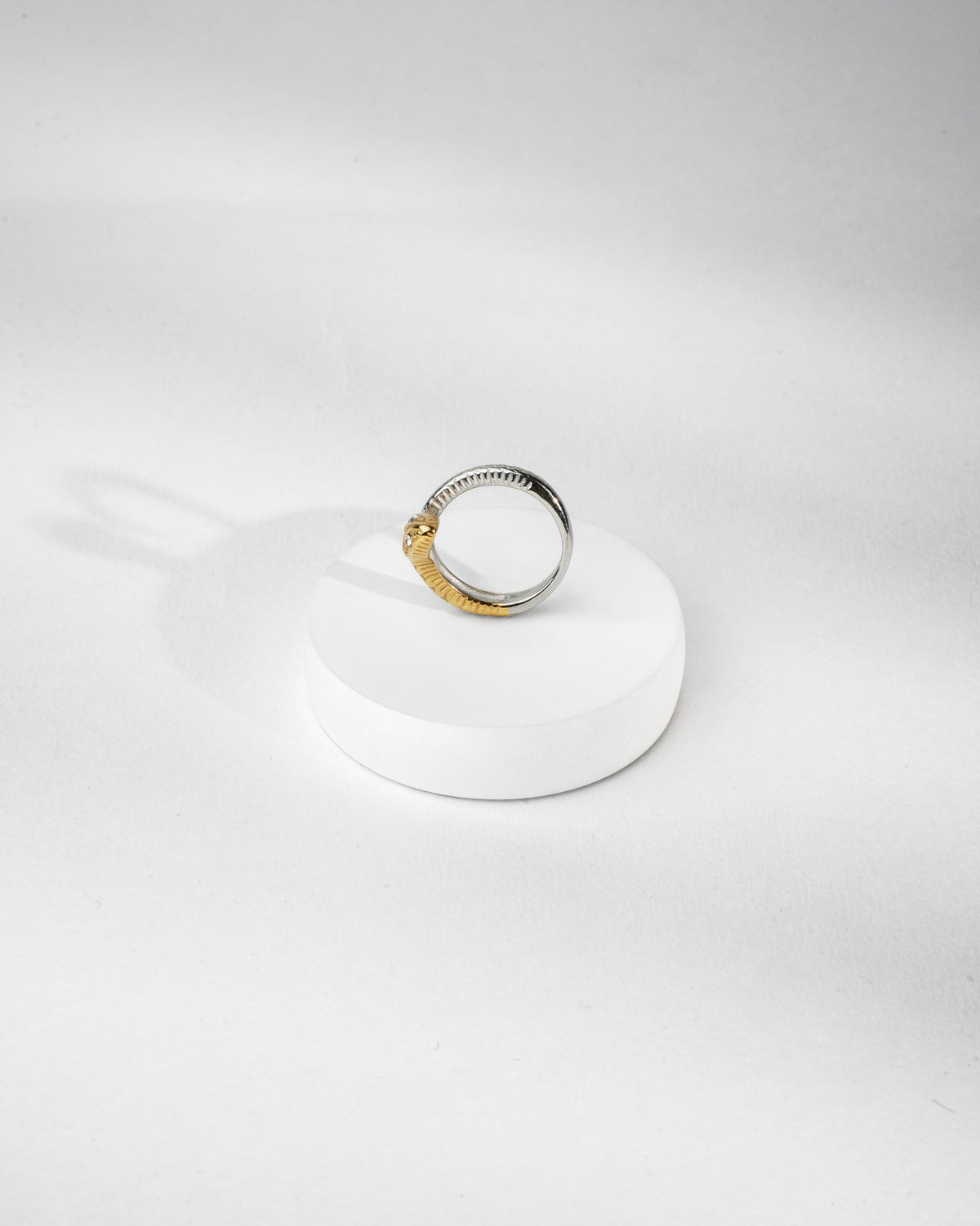 Elegant Two-Tone Snake Ring with Intricate Detailing