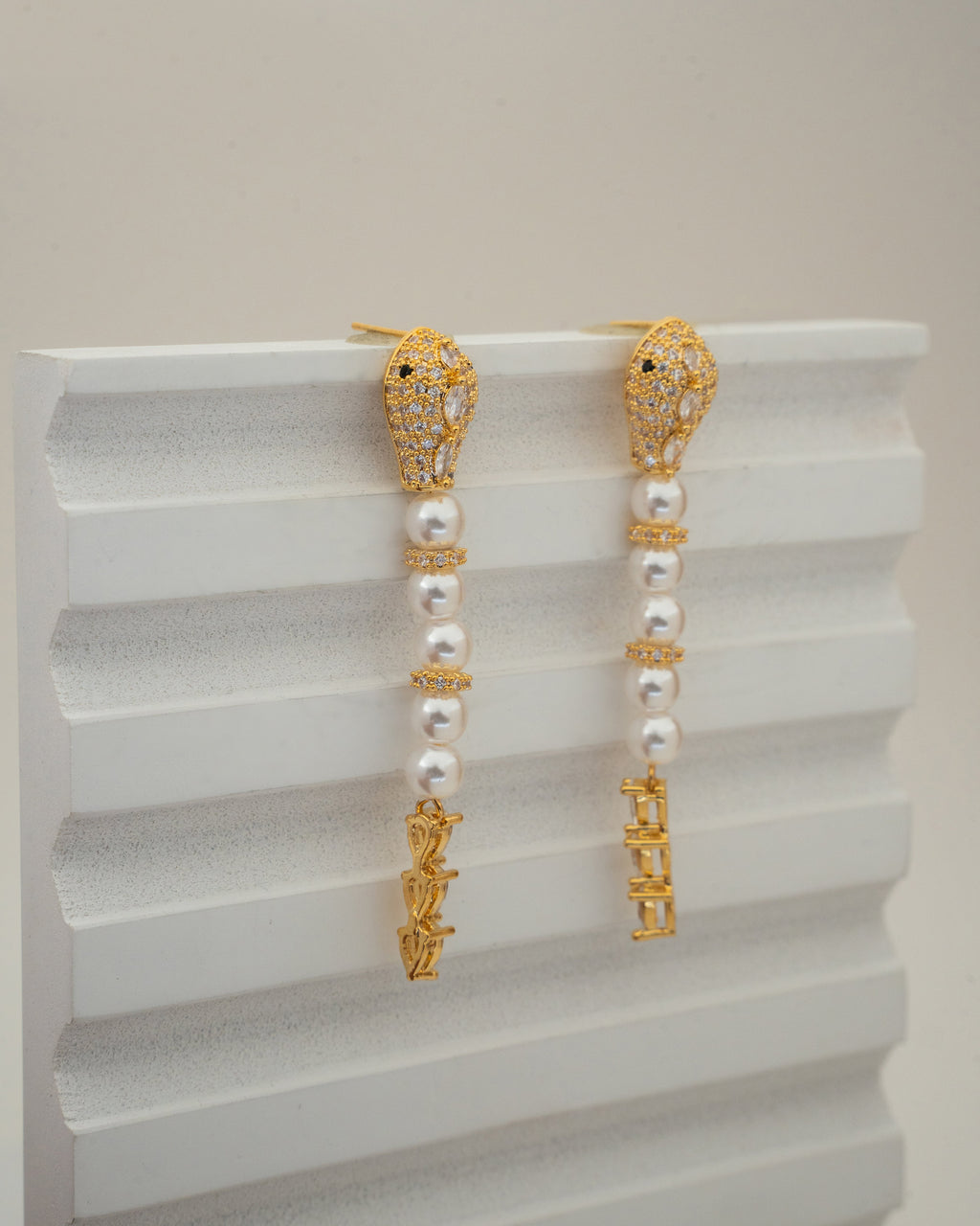 Elegant Gold Pearl Drop Earrings with Crystal Accents