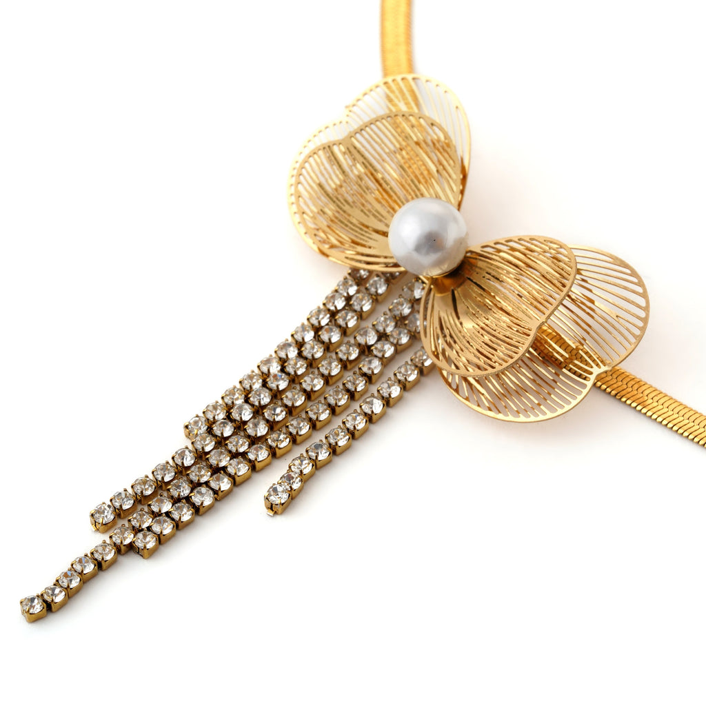 Elegant Butterfly Pearl Jewelry Set - Necklace & Earrings