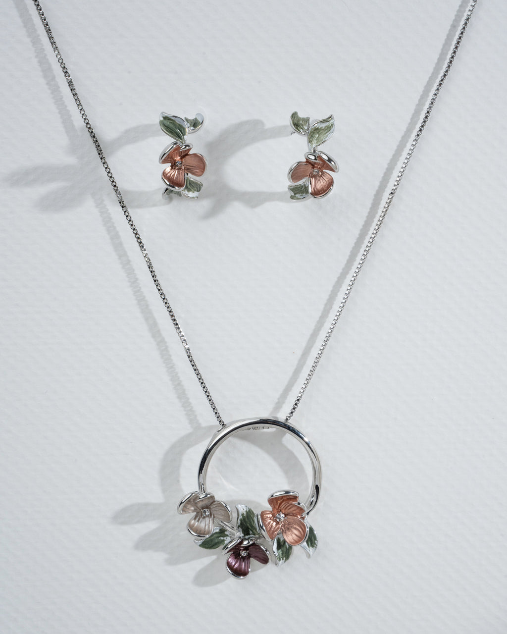 Enchanted Blossom Jewelry Set - Floral Necklace and Earrings