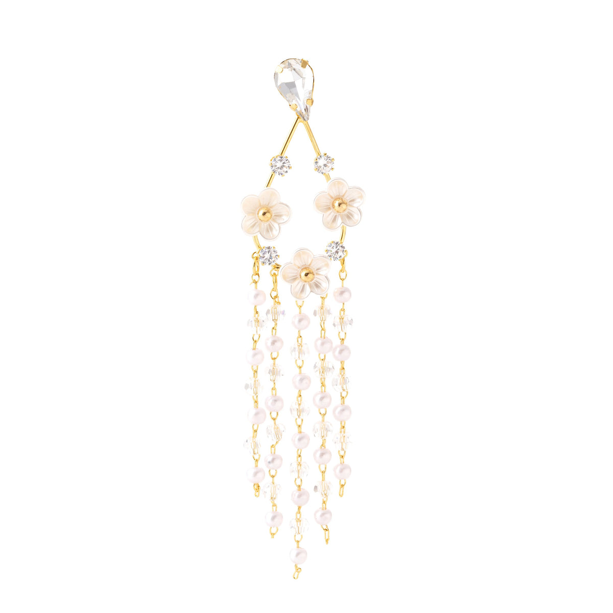 Elegant Floral Pearl Dangle Earrings