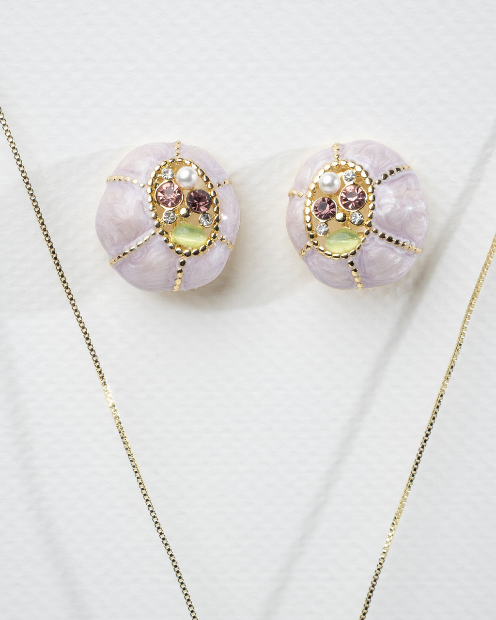 Elegant Lilac Gold-Plated Pendant and Earring Set