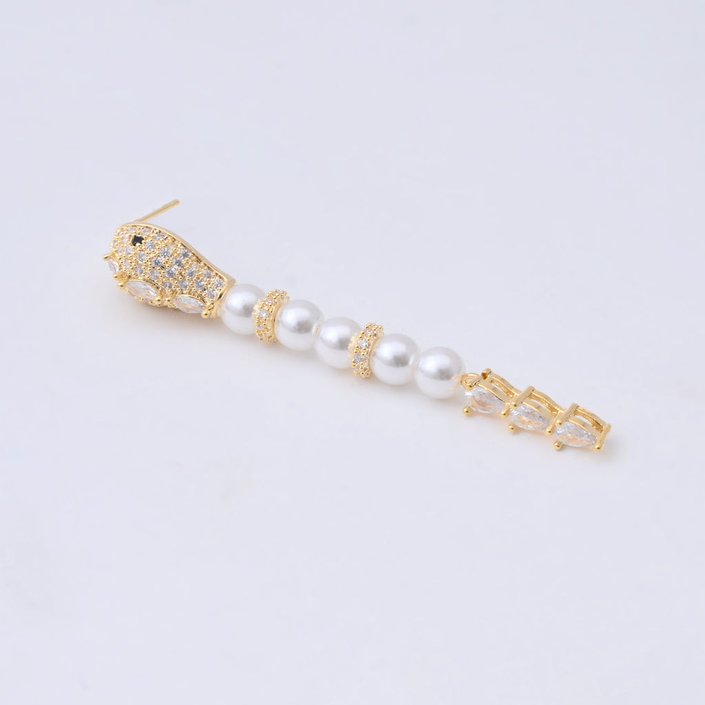 Elegant Gold-Plated Pearl and Crystal Drop Earrings