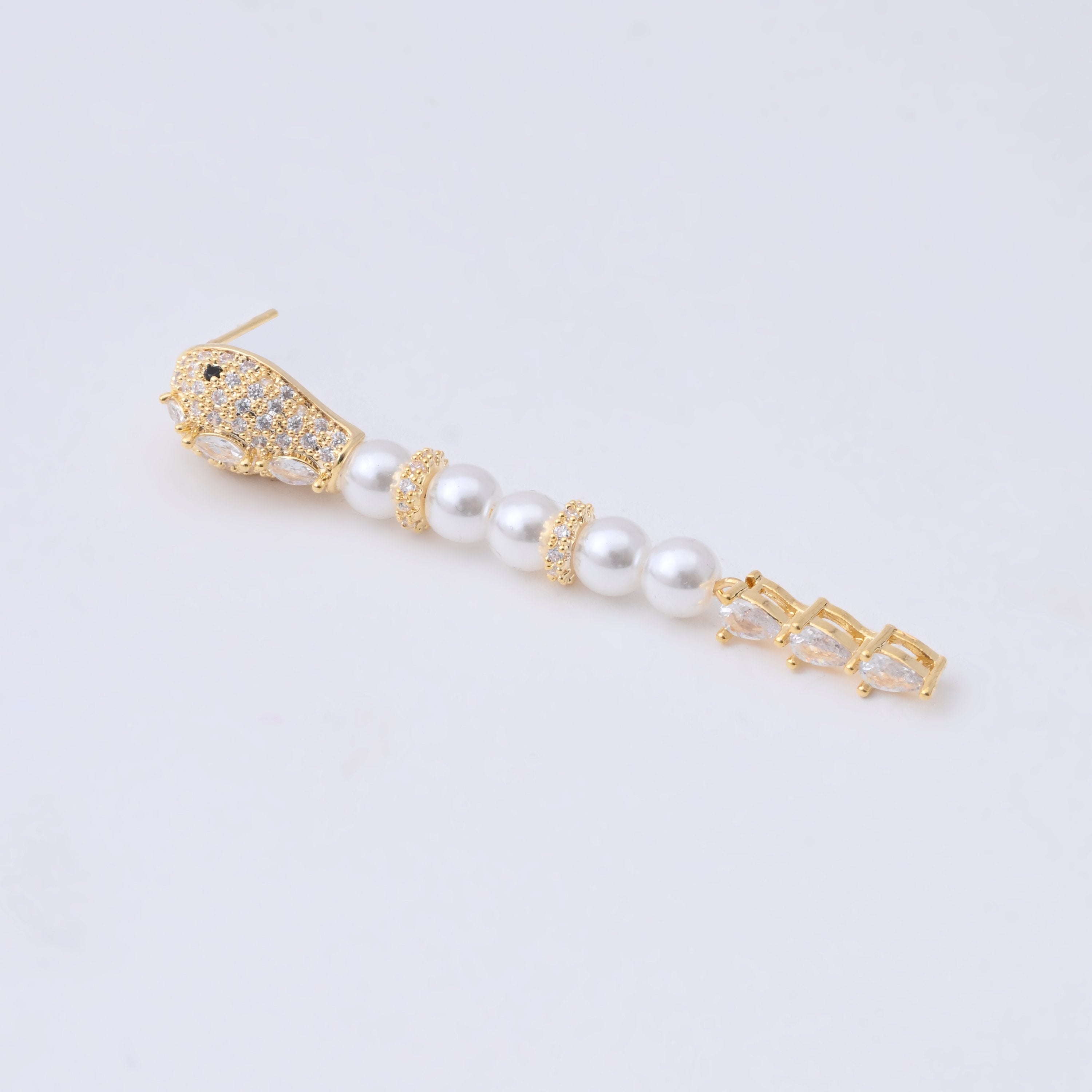 Elegant Gold-Plated Pearl and Crystal Drop Earrings