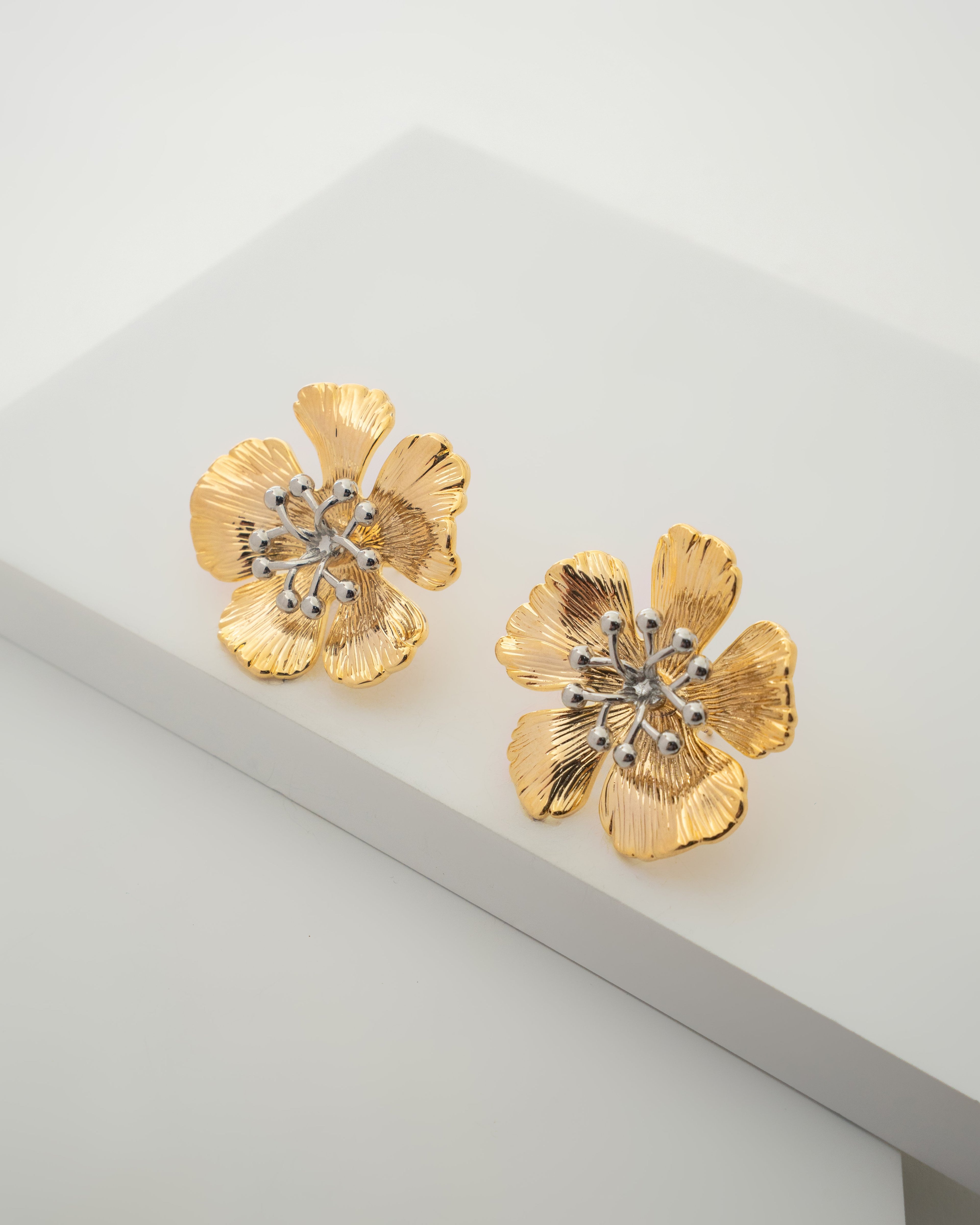 Elegant Blossom Gold Plated Flower Earrings