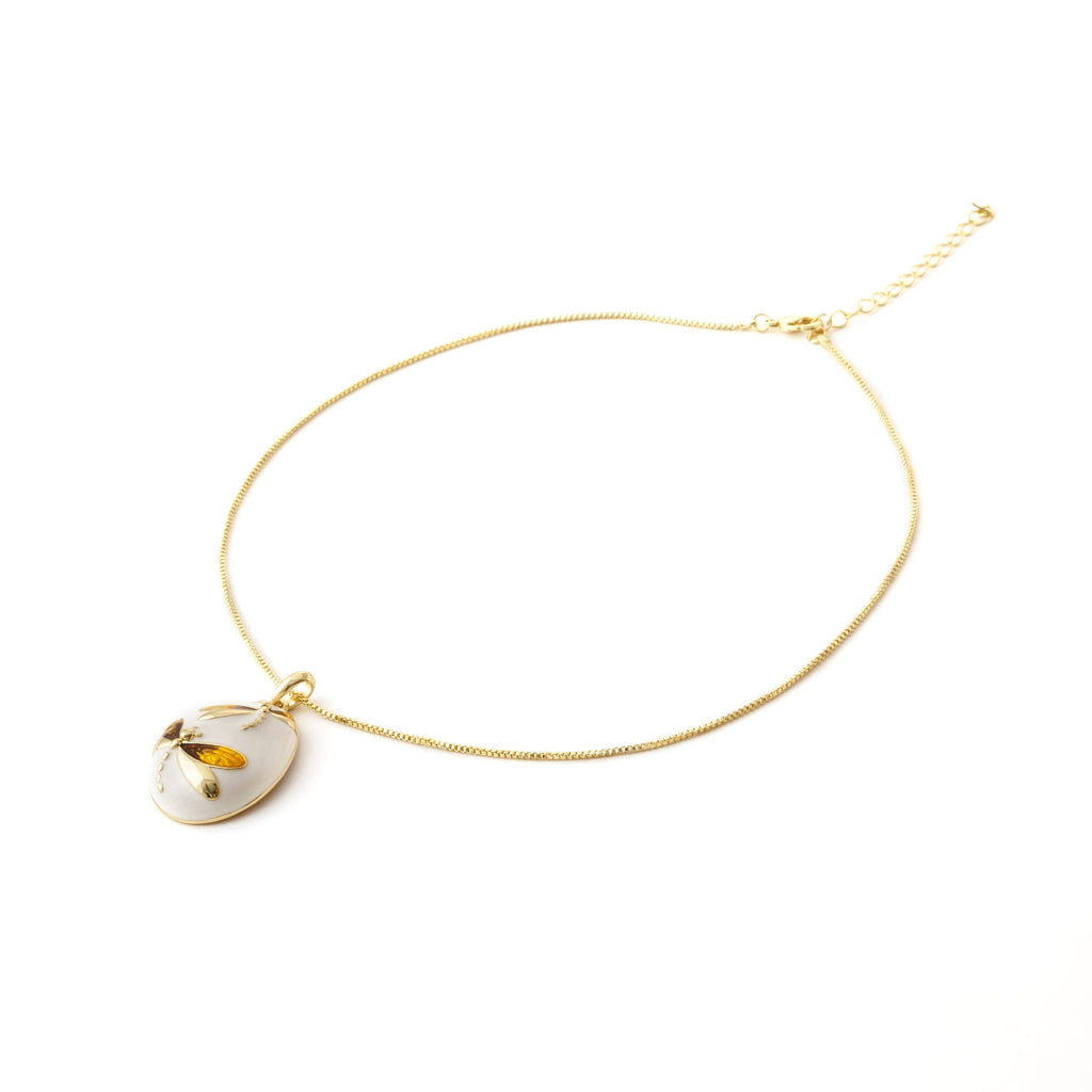 Elegant Dragonfly Ceramic Jewelry Set with Golden Accents