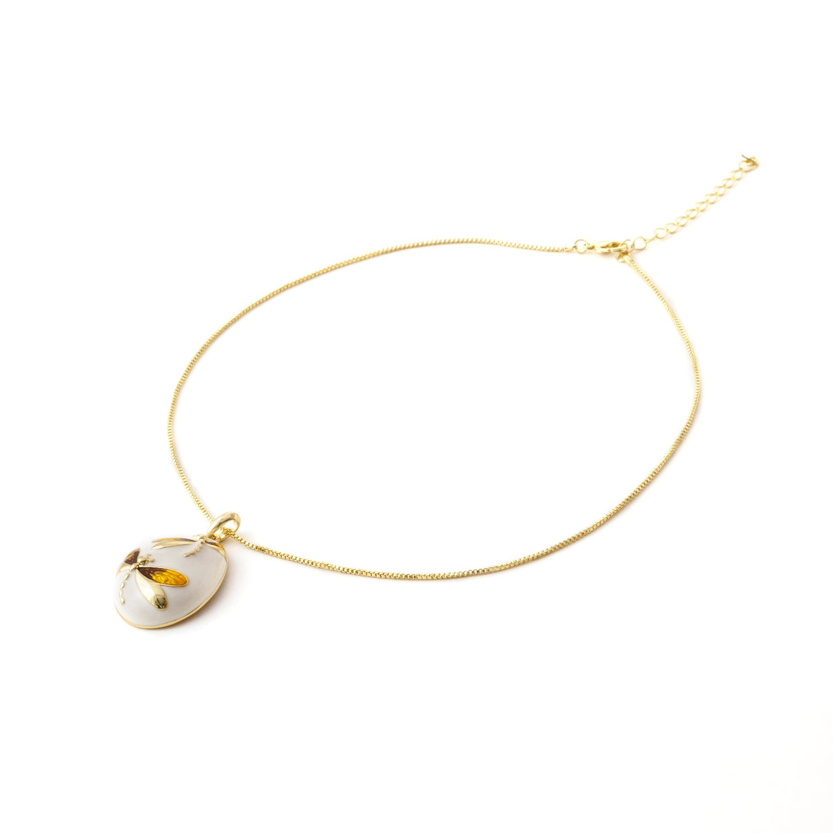 Elegant Dragonfly Ceramic Jewelry Set with Golden Accents