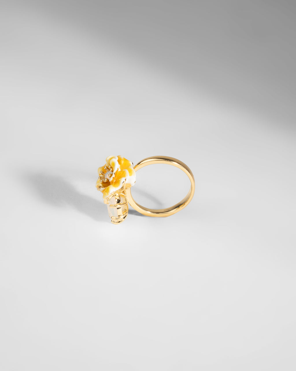 Enchanting Yellow Blossom Enamel and Crystal Brooch