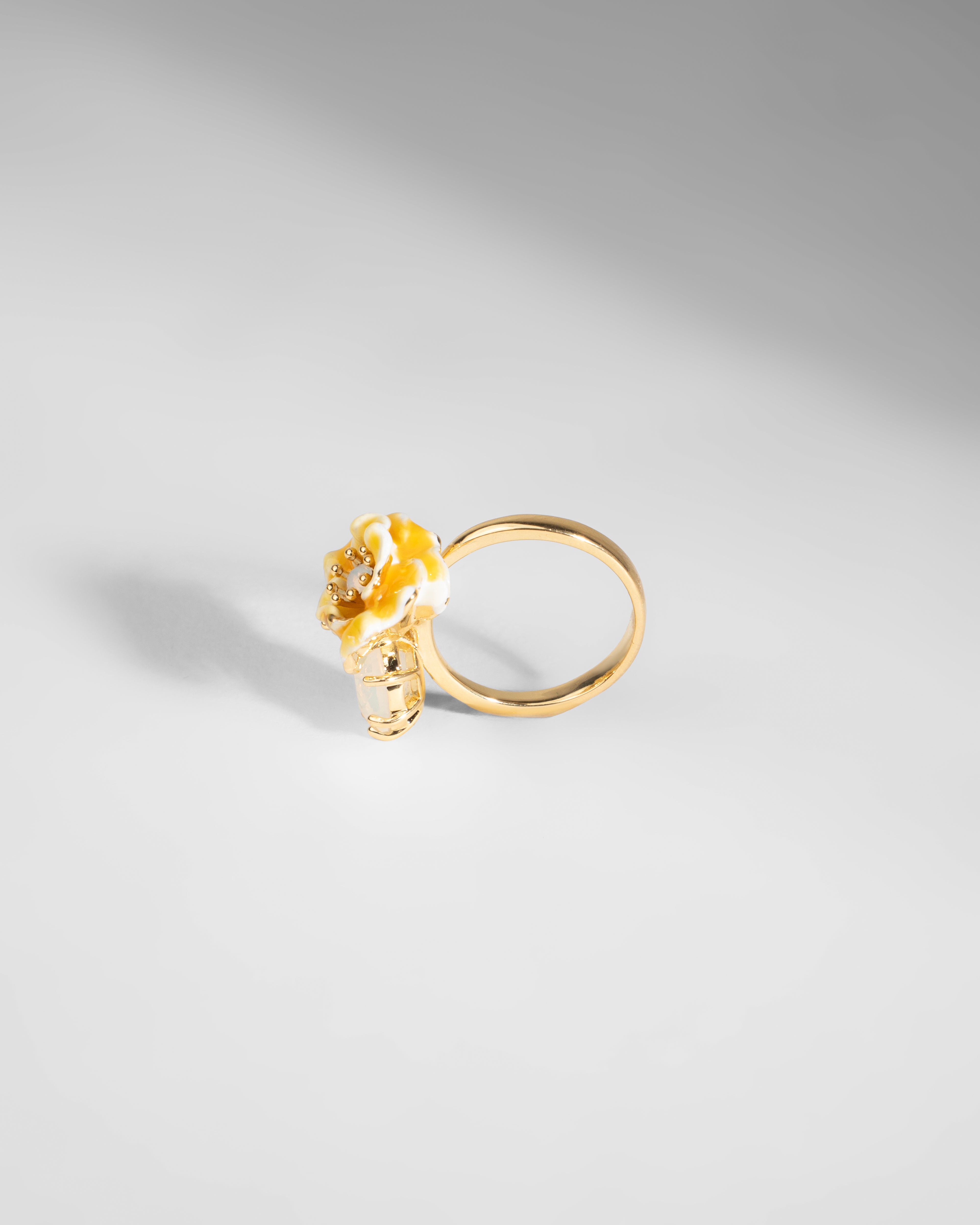 Enchanting Yellow Blossom Enamel and Crystal Brooch