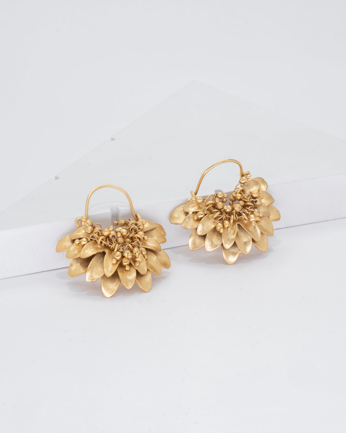 Exquisite Gold Leaf Cluster Earrings