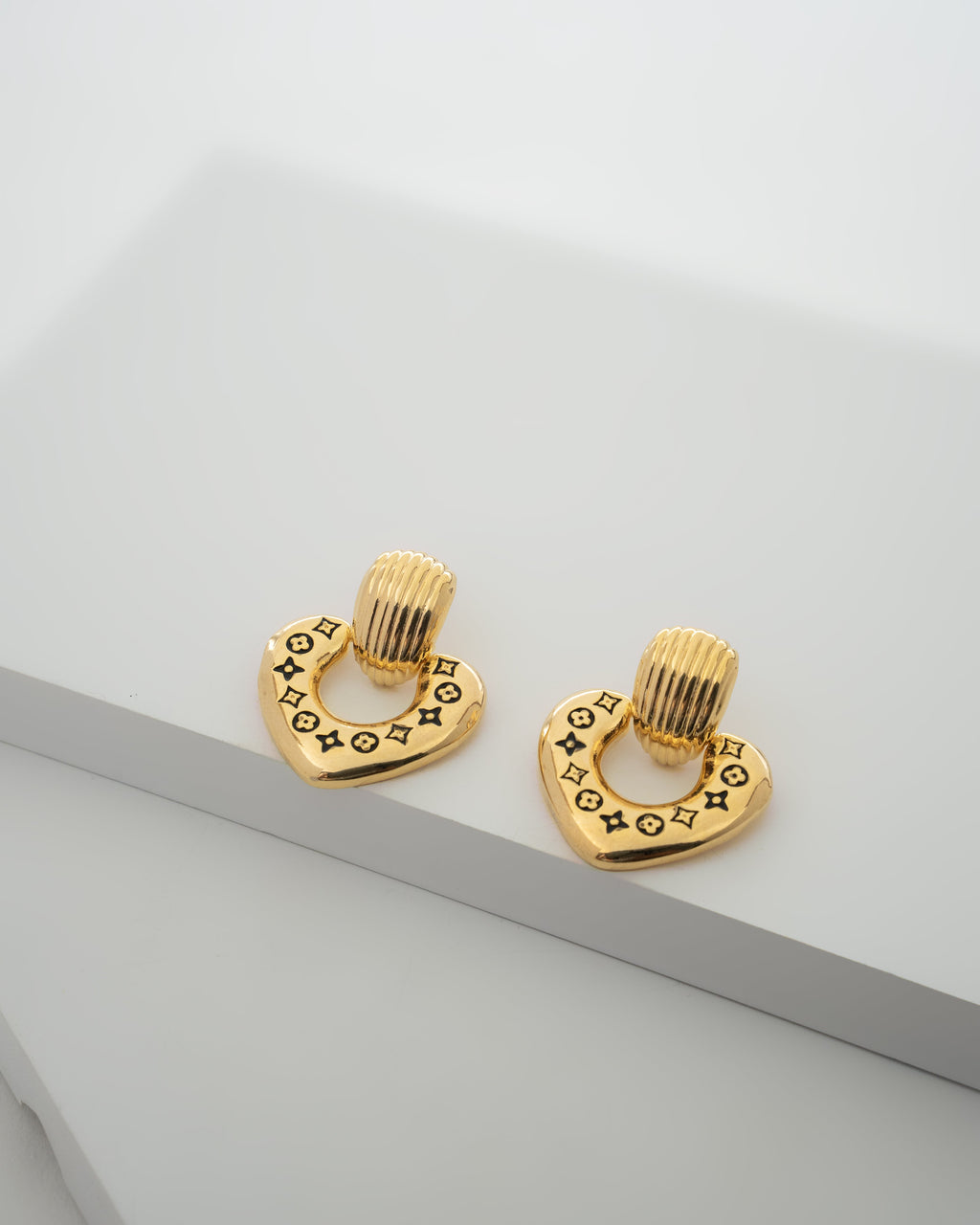 Elegant Gold-Tone Heart-Shaped Dangle Earrings