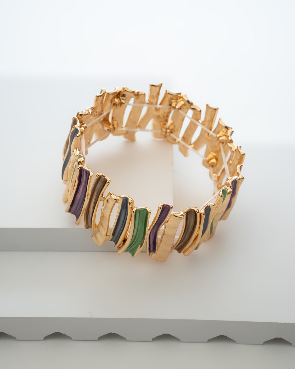Luxurious Gold-Plated Multicolor Enamel Bracelet