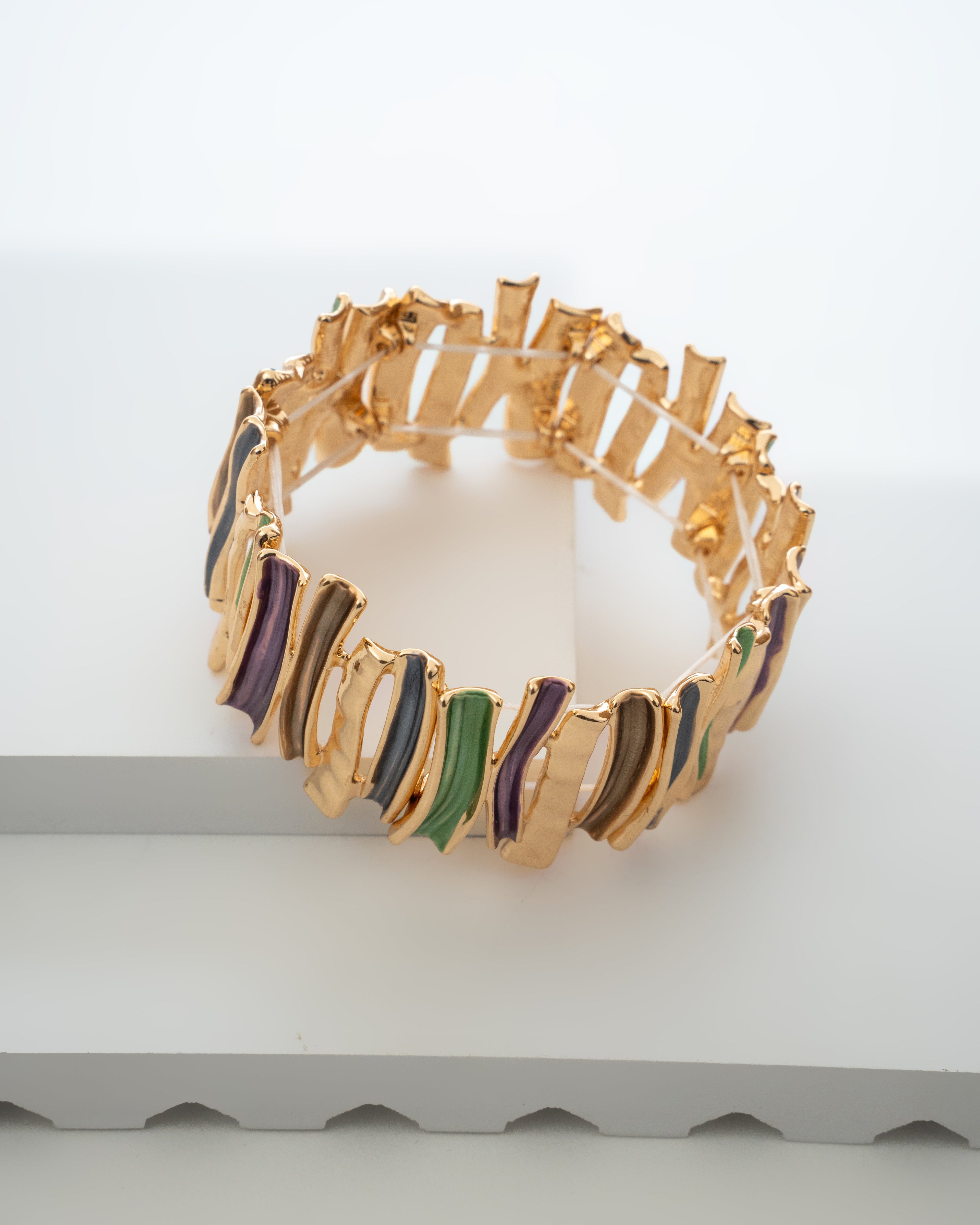 Luxurious Gold-Plated Multicolor Enamel Bracelet