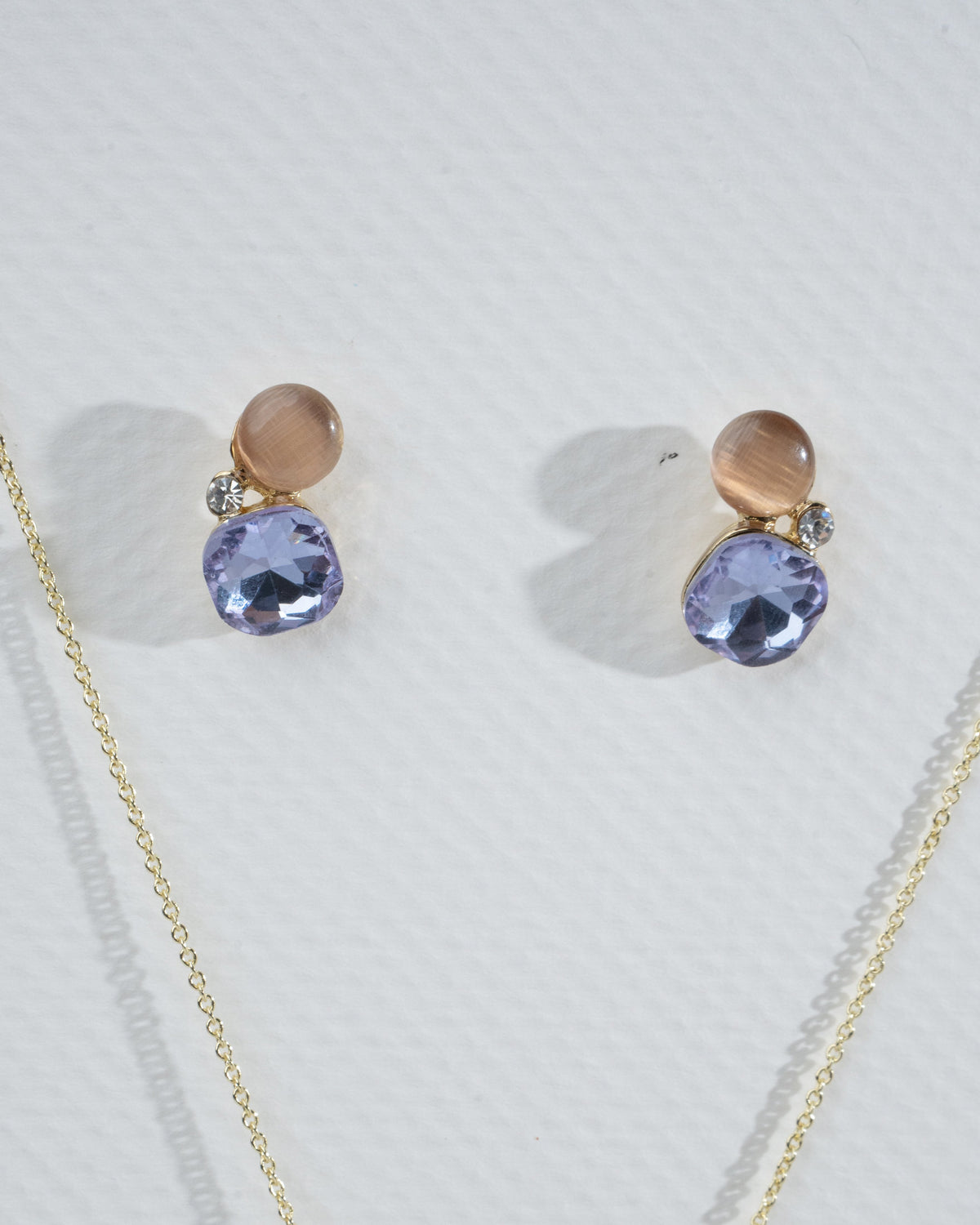 Elegant Lavender Gem Necklace and Earring Set