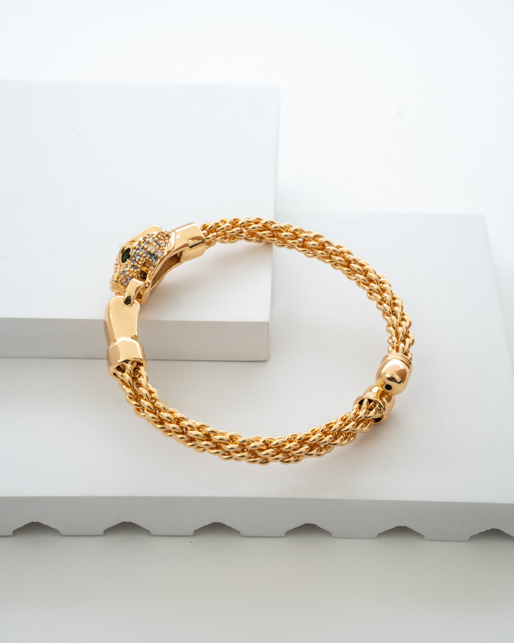Elegant Gold Plated Panther Chain Bracelet