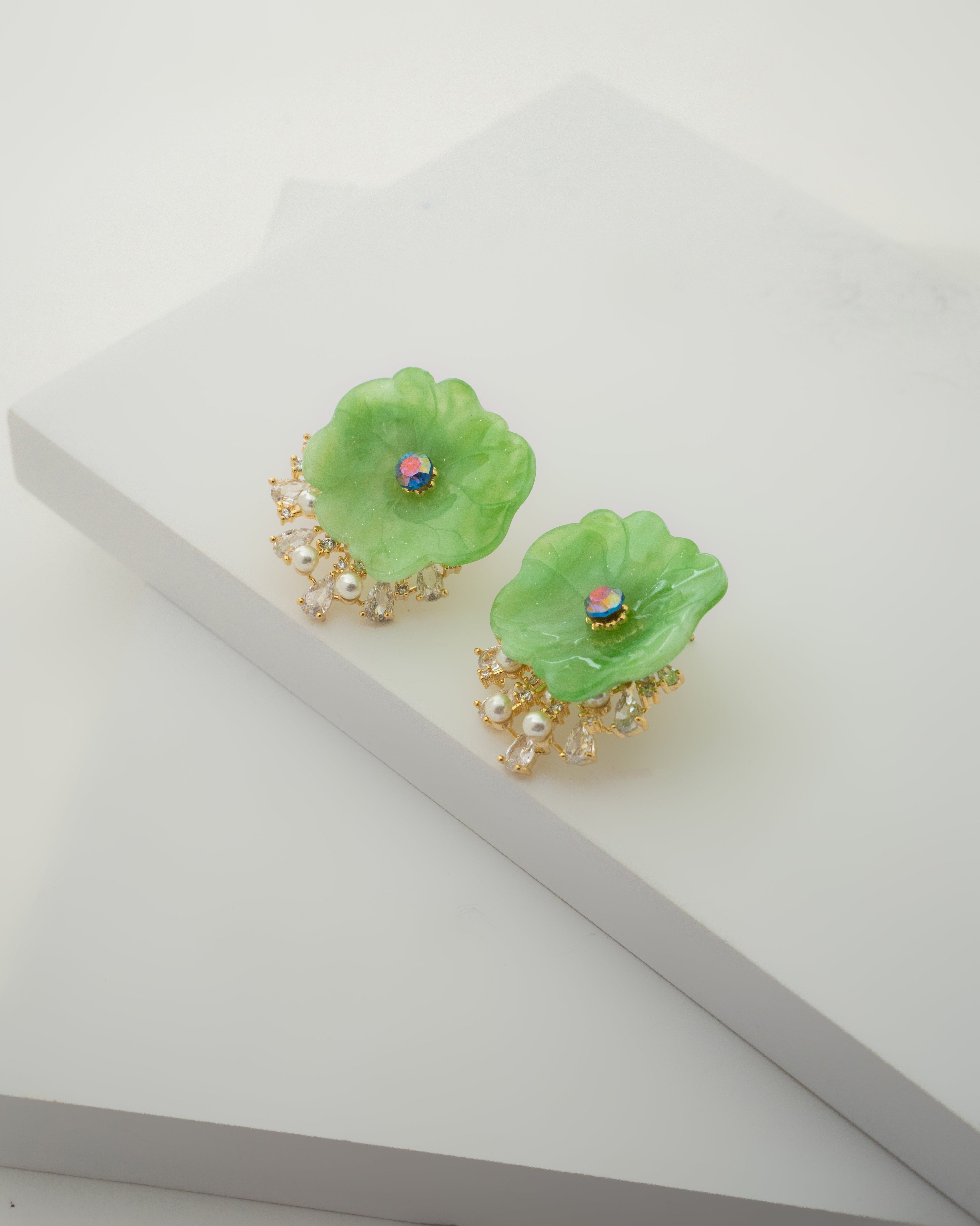 Elegant Floral Designer Earrings with Gemstone Accents
