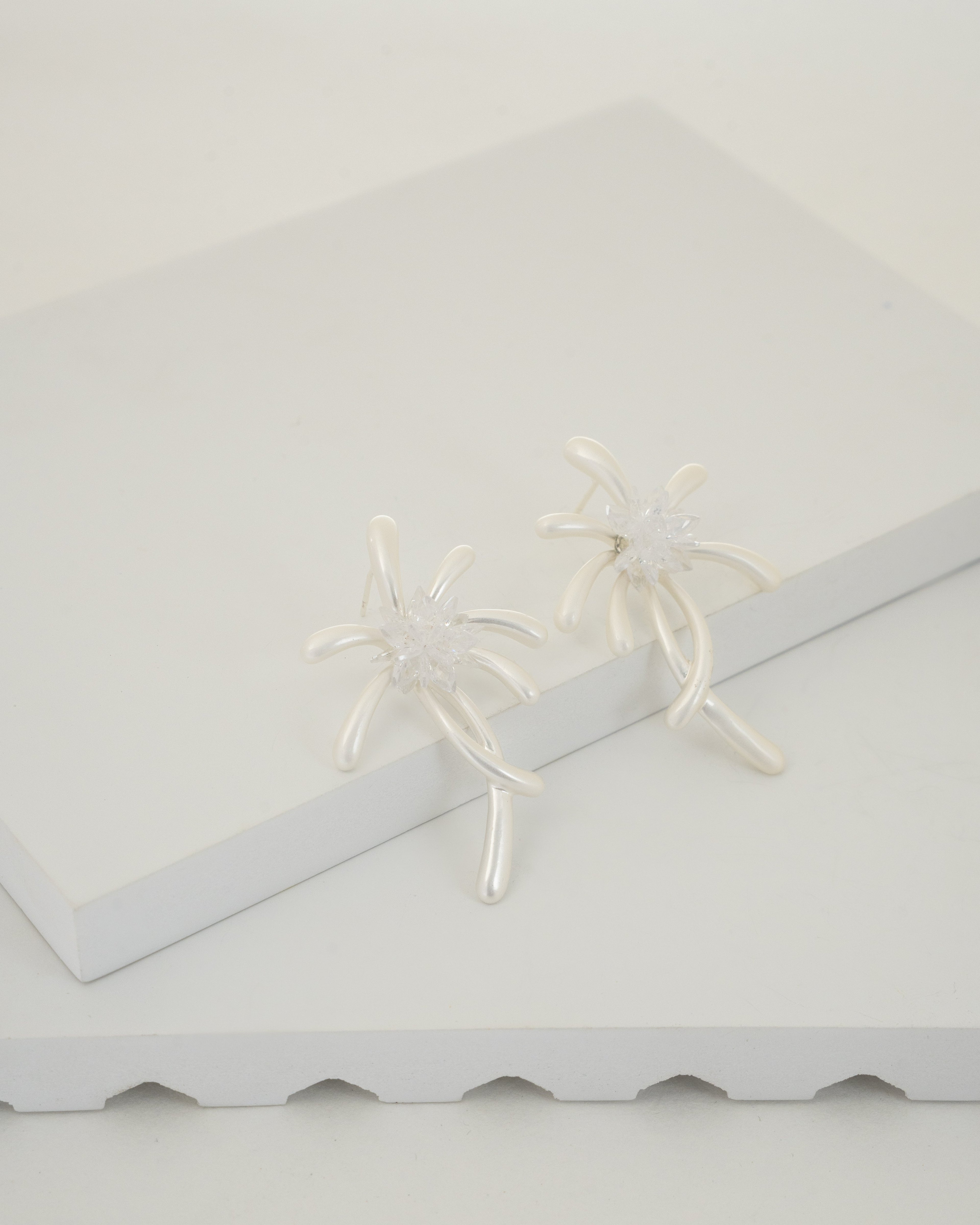 Elegant Spiral Floral Pearl Earrings