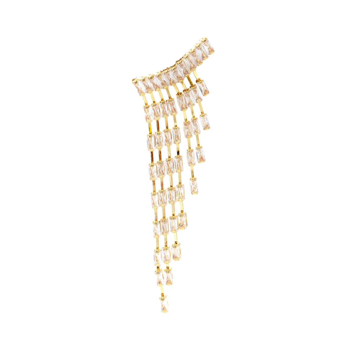 Luxurious Cascading Crystal Gold Earring