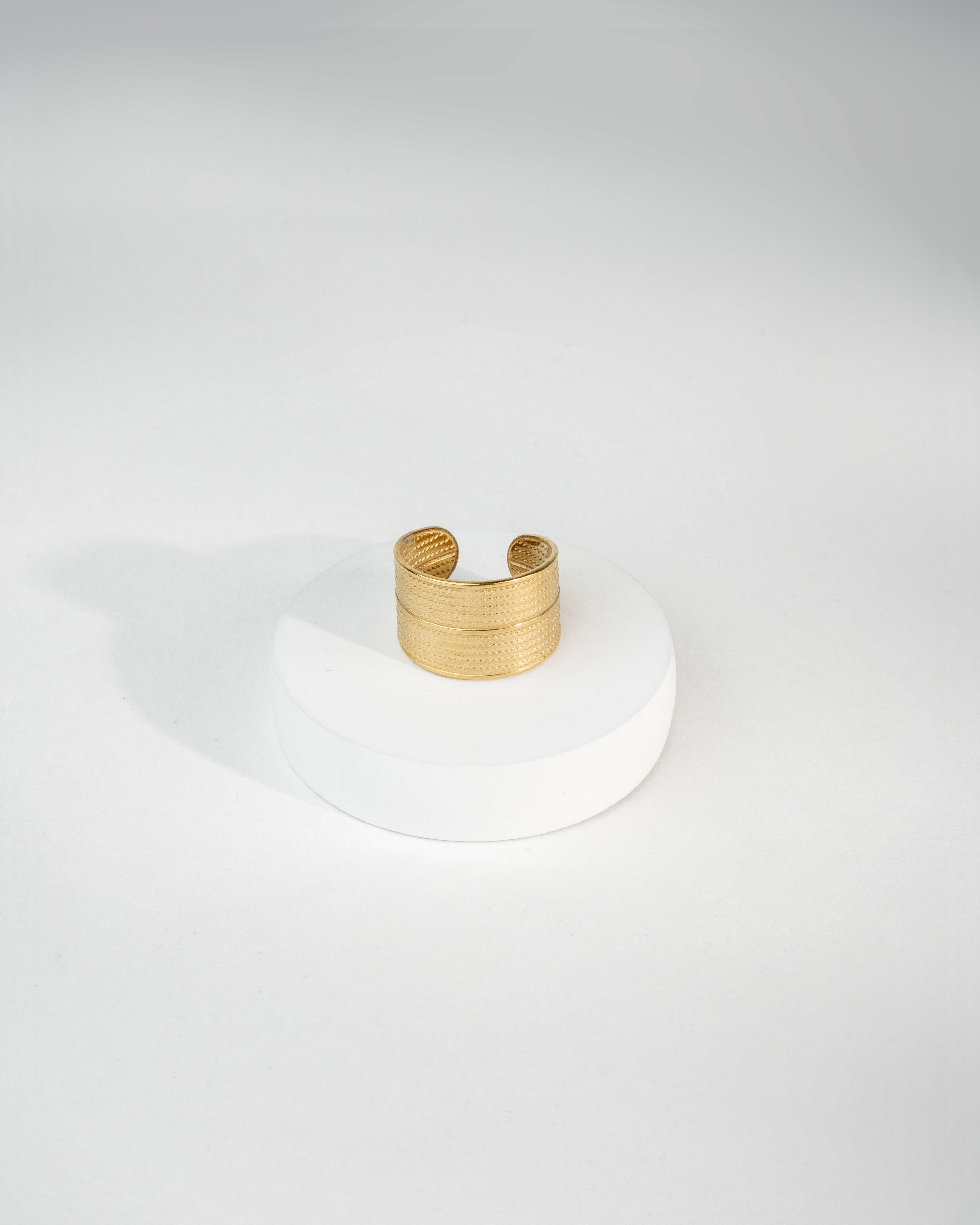 Elegant Textured Gold Cuff Ring
