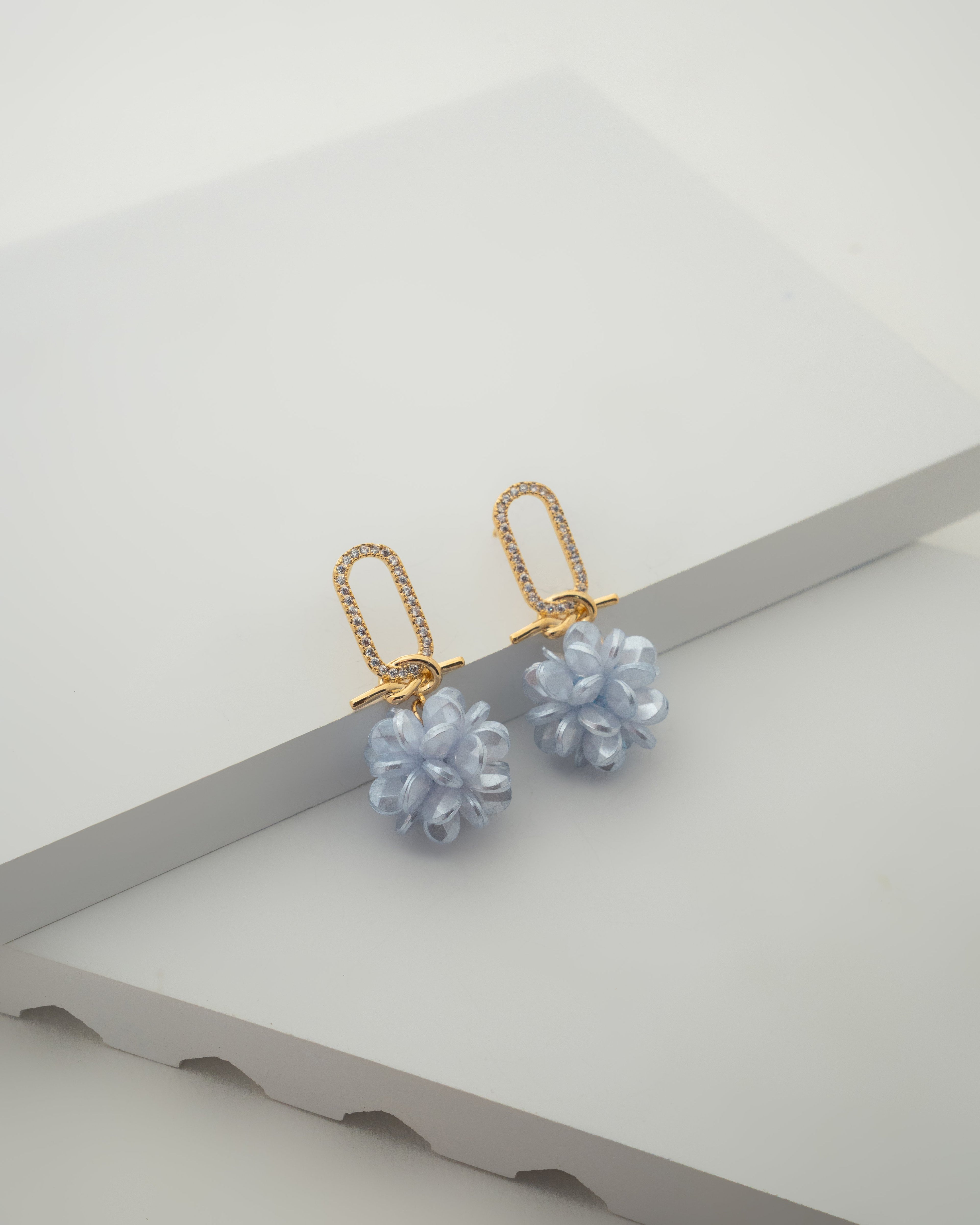 Elegant Gold-Plated Crystal Floral Dangle Earrings