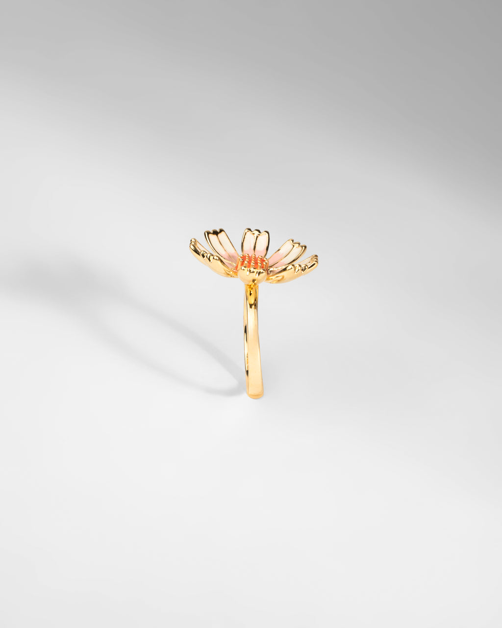 Elegant Gold-Plated Floral Brooch with Enamel Petals