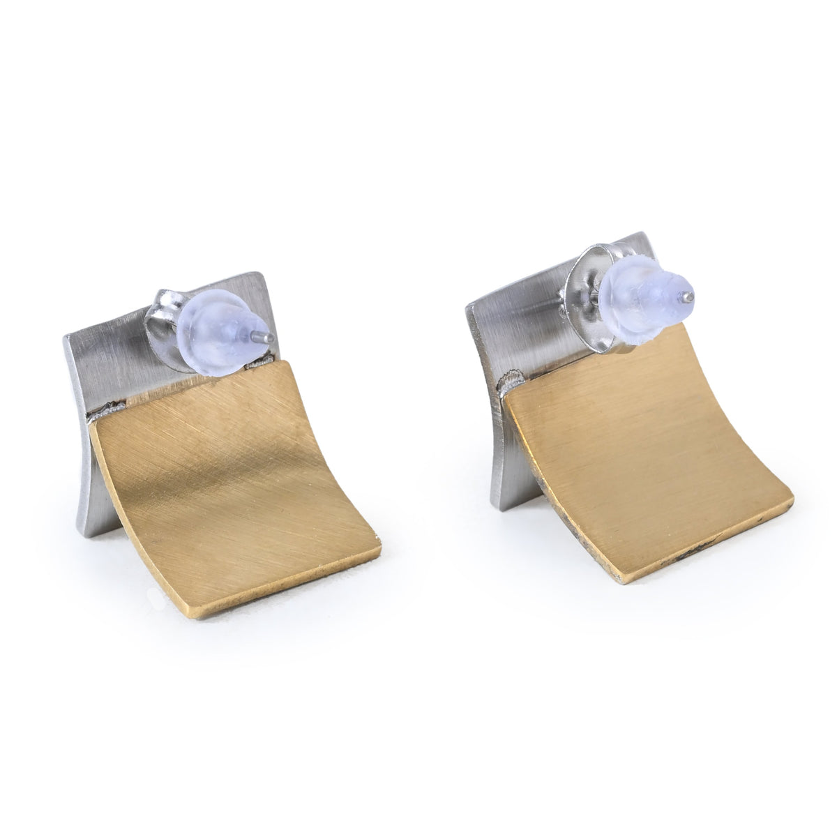 Premium Dual-Tone Modern Brass and Steel Bookends