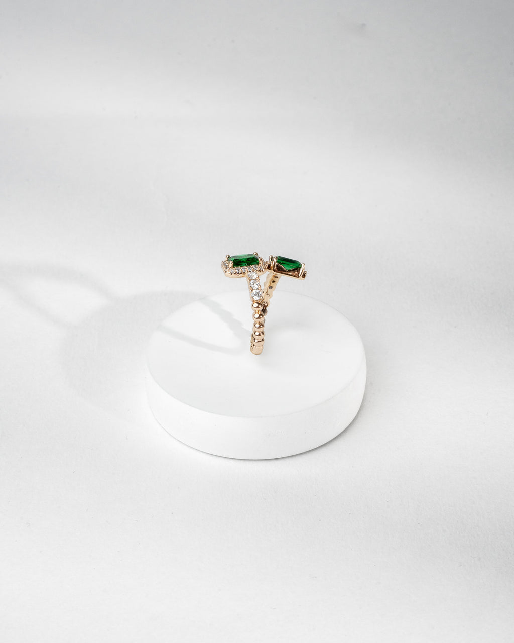 Elegance Dual Emerald and Diamond Accent Ring