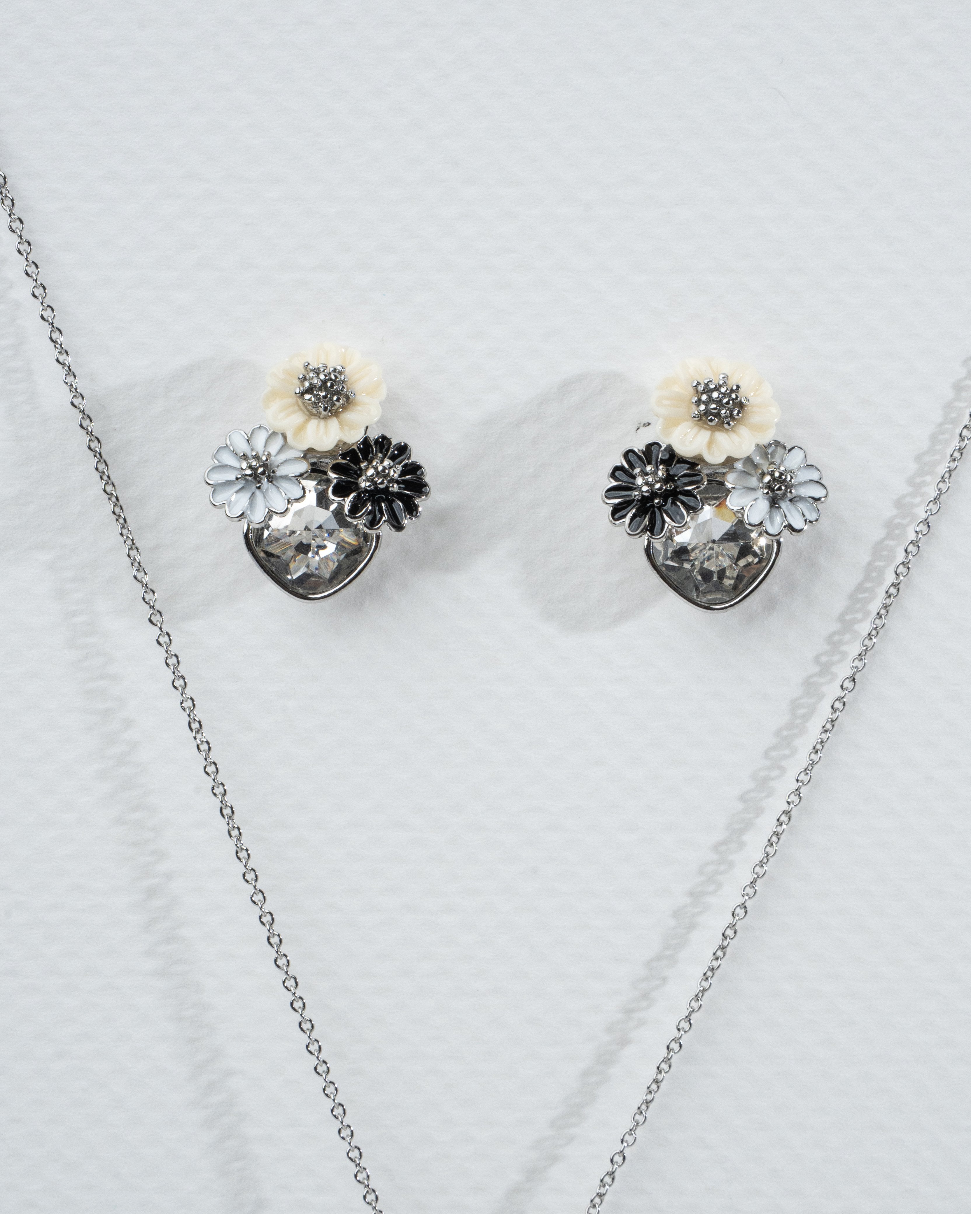 Elegant Floral Charm Necklace and Earring Set