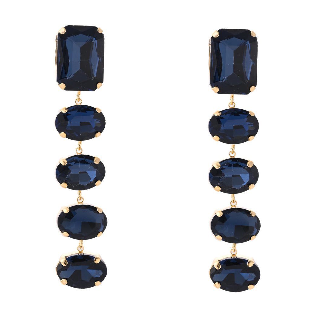 Exquisite Emerald-Cut Sapphire Blue Statement Drop Earrings
