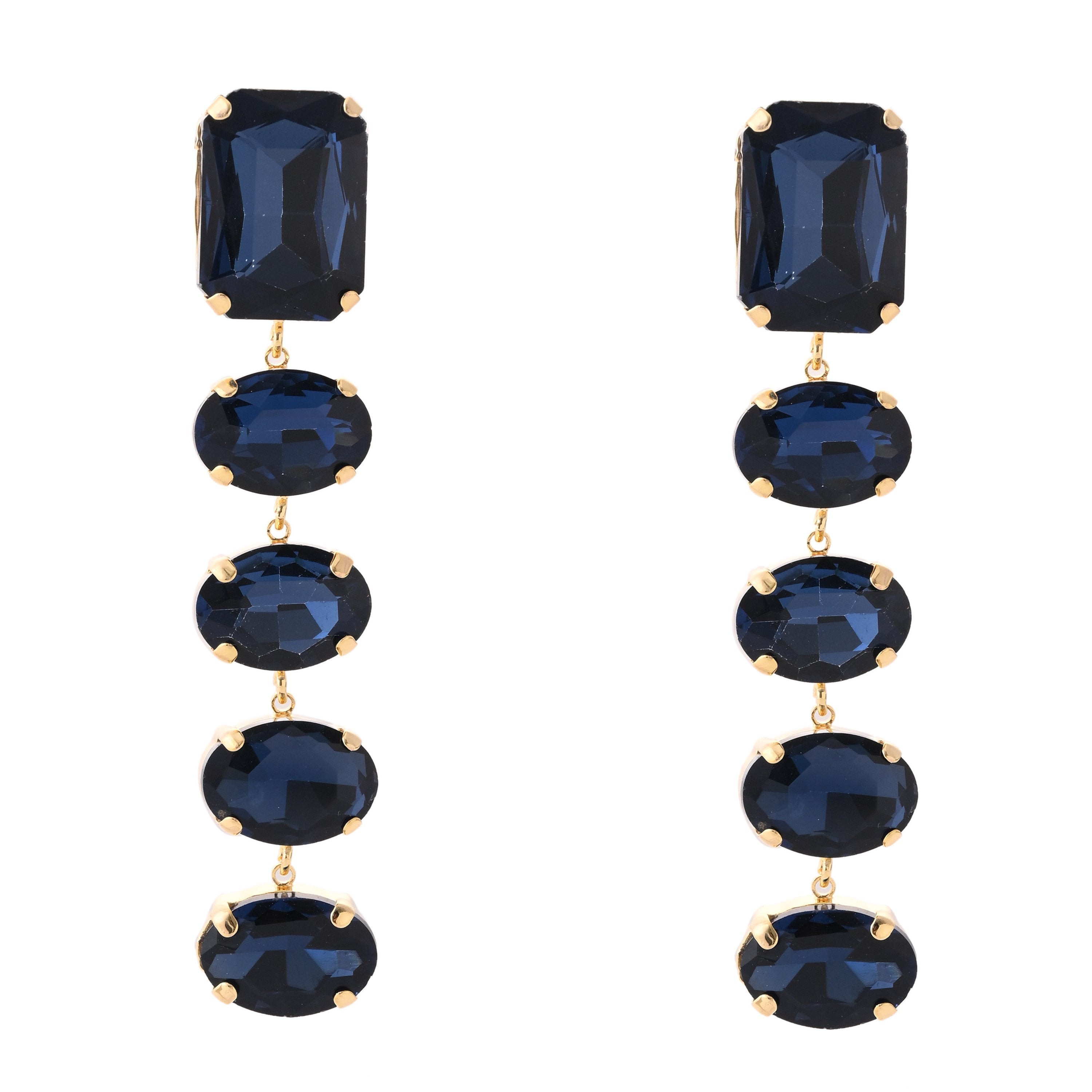 Exquisite Emerald-Cut Sapphire Blue Statement Drop Earrings