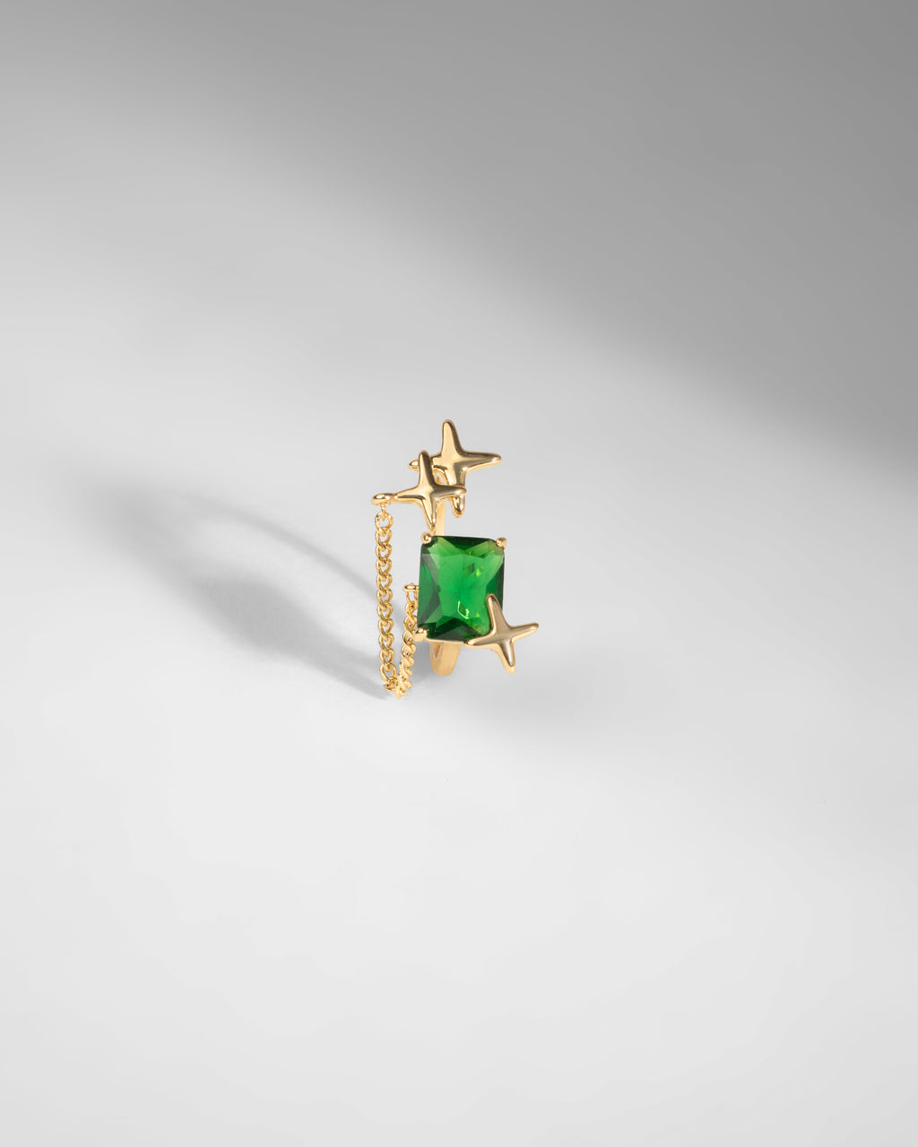 Elegant Gold-Plated Green Stone Star Drop Earring