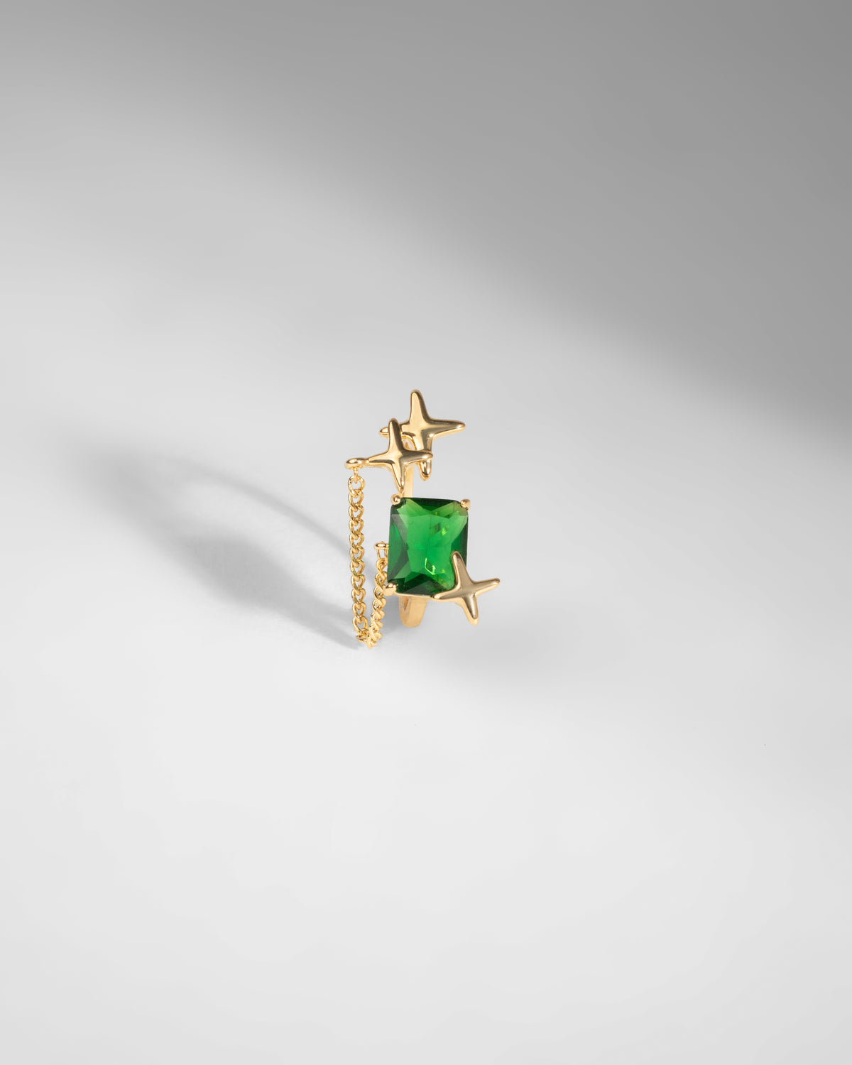 Elegant Gold-Plated Green Stone Star Drop Earring