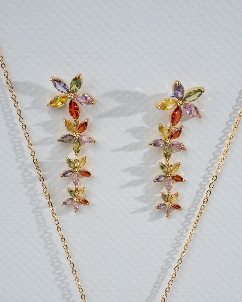 "Elegant Multicolor Gemstone Floral Jewelry Set"