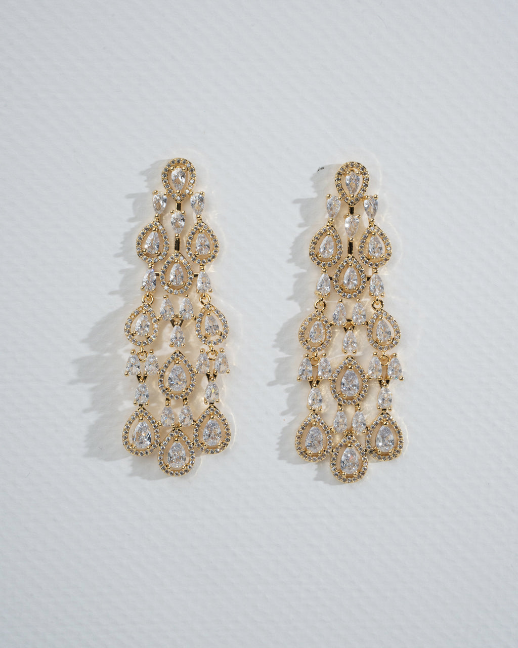 Elegant Gold Chandelier Jewelry Set with Pear-Cut Crystals