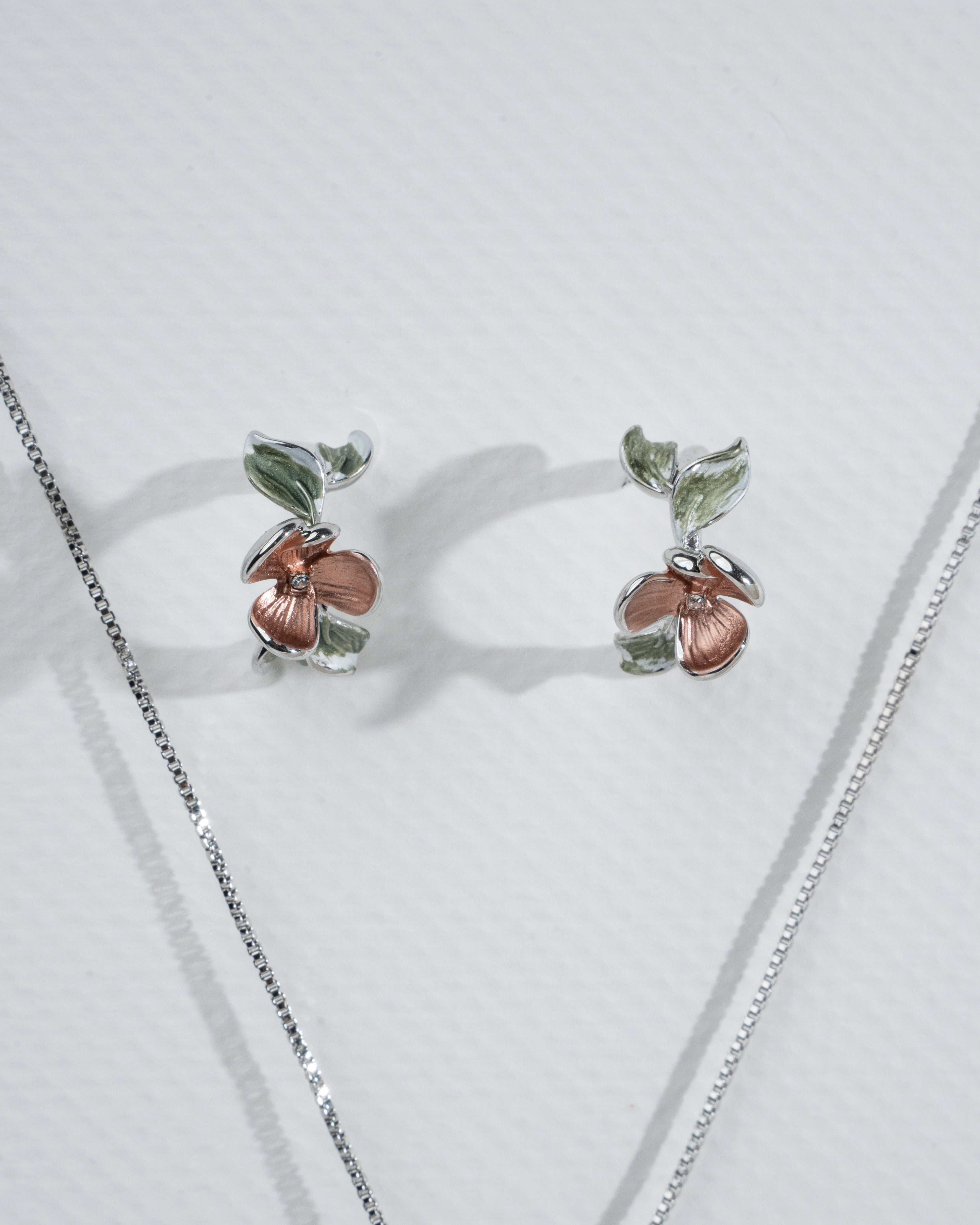 Enchanted Blossom Jewelry Set - Floral Necklace and Earrings