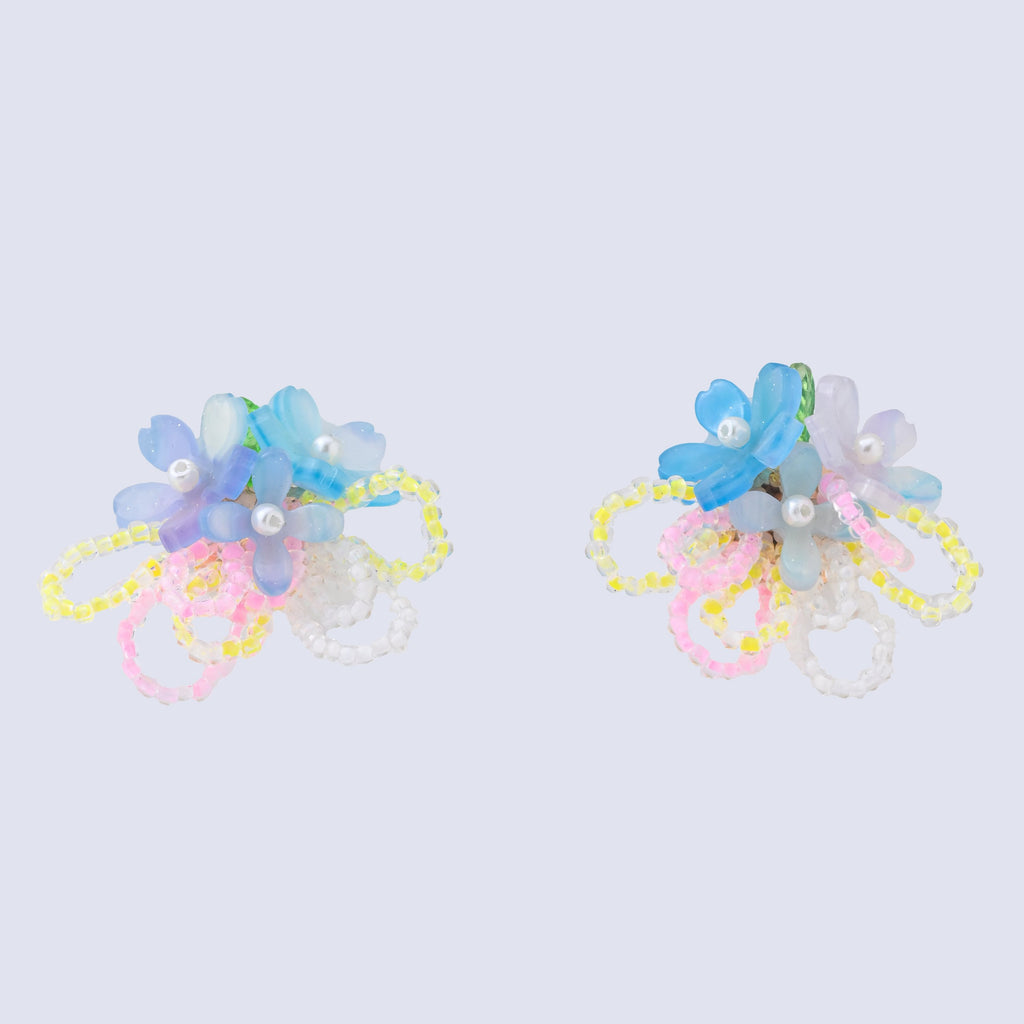 Vibrant Floral Beaded Earrings - Handmade Multicolor Design