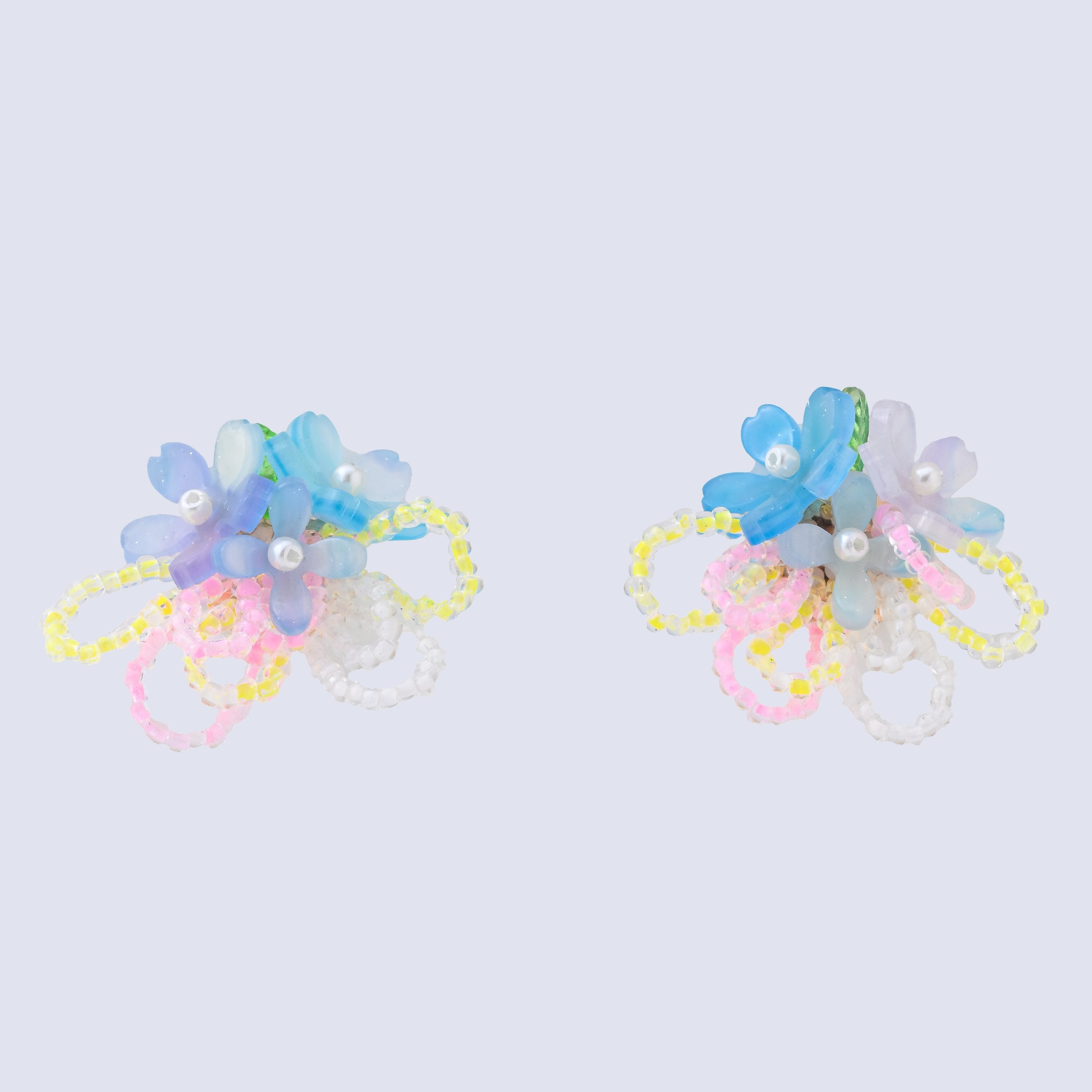 Vibrant Floral Beaded Earrings - Handmade Multicolor Design