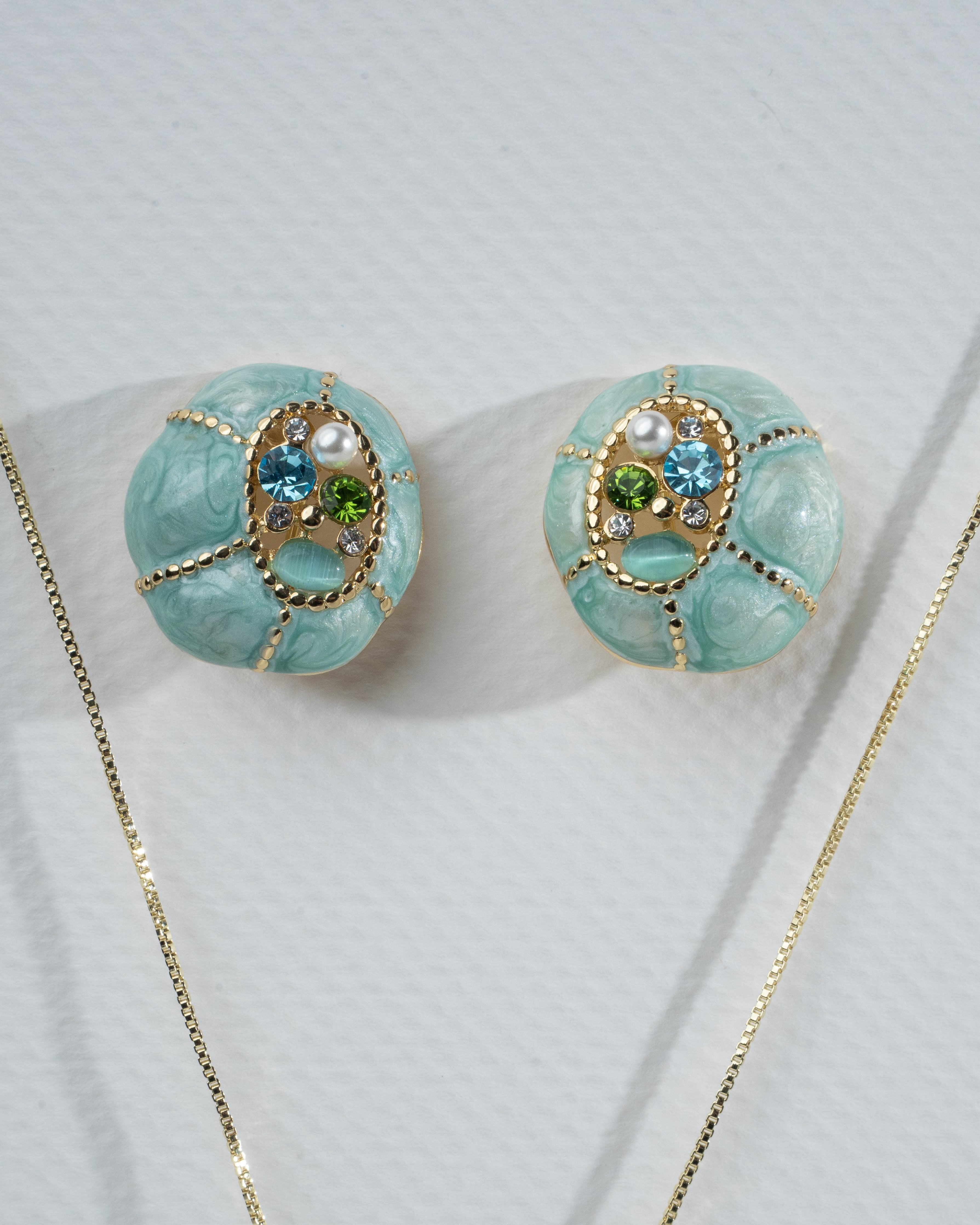 Exquisite Aquamarine Mosaic Jewelry Set with Matching Necklace and Earrings
