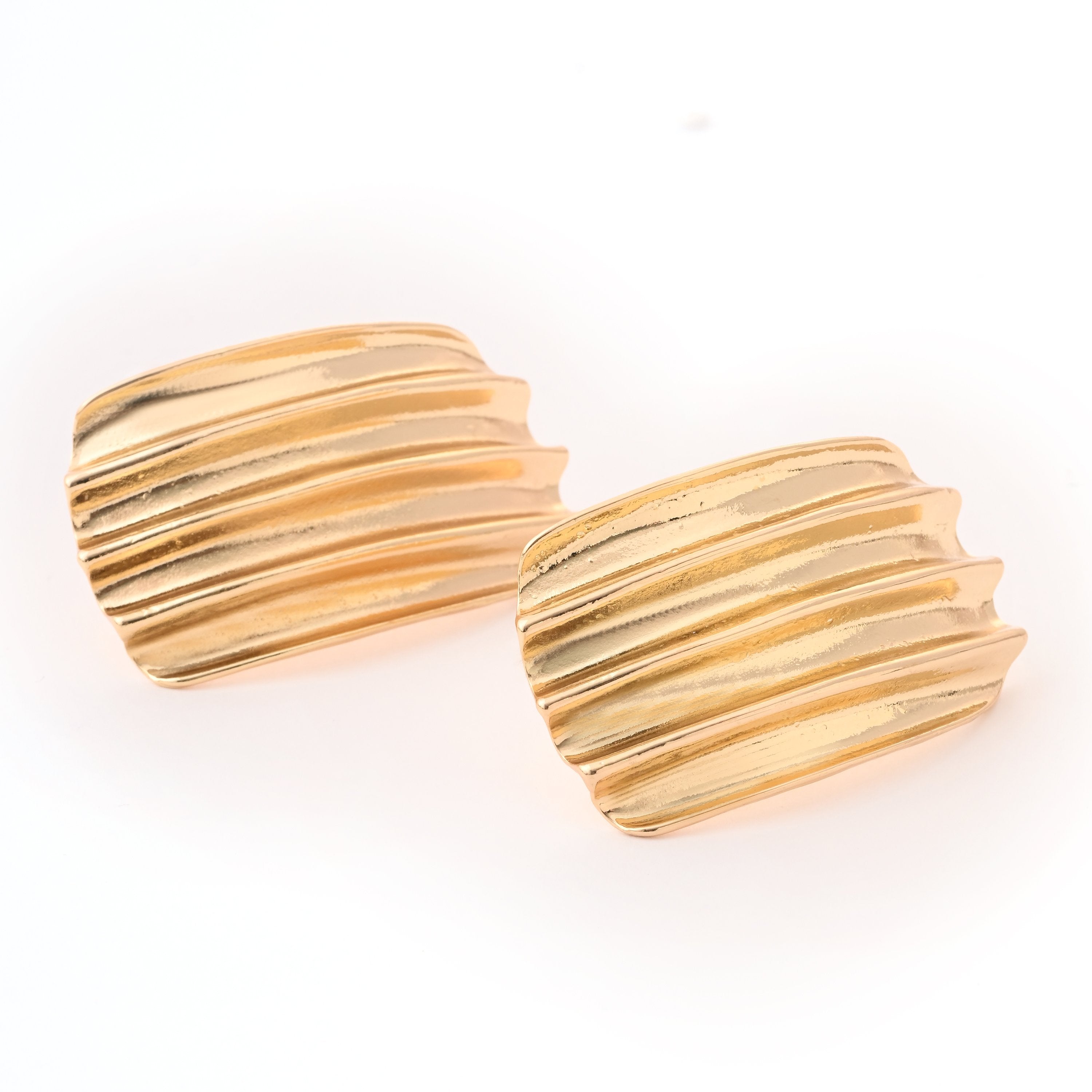 Elegant Gold-Plated Textured Earrings