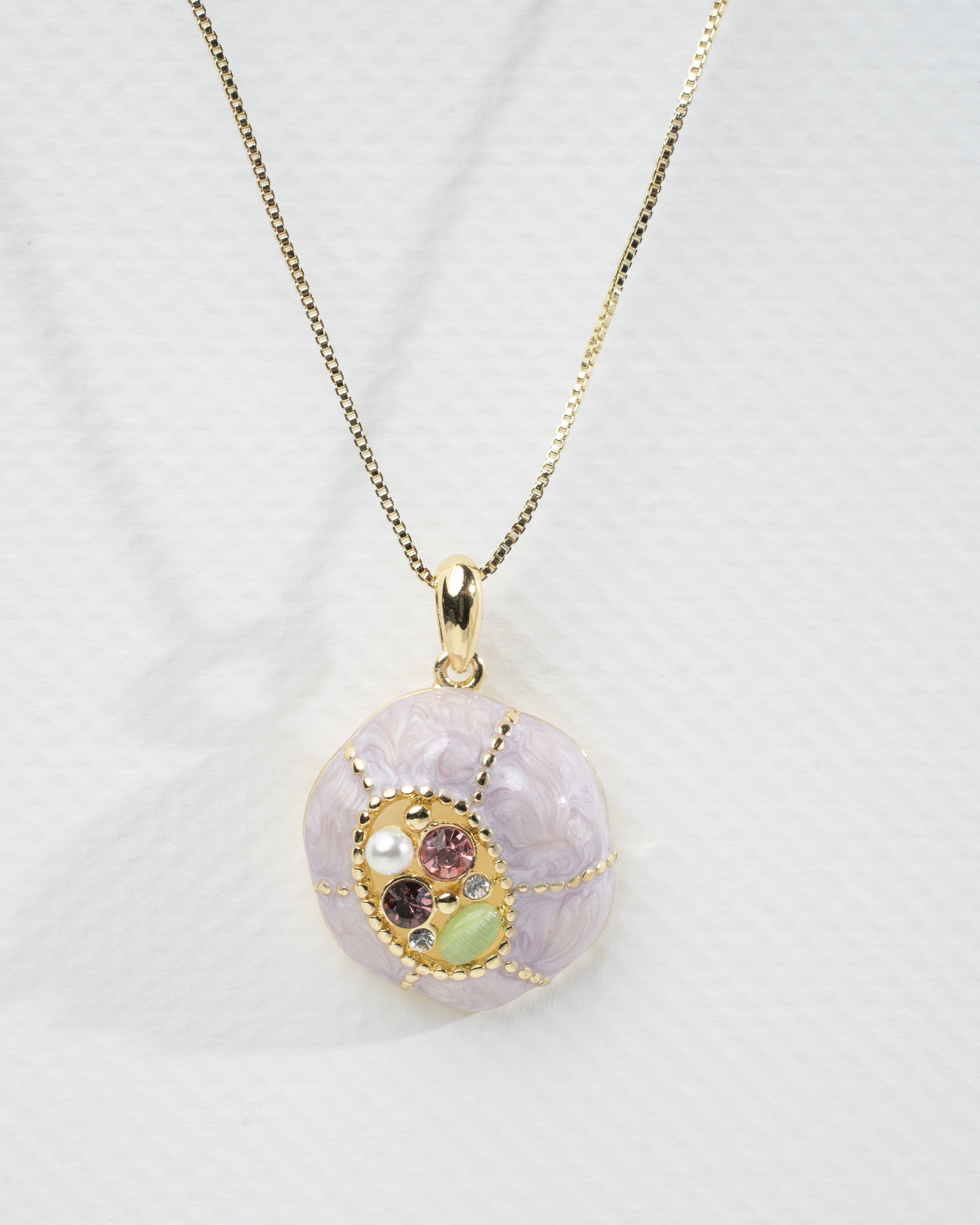 Elegant Lilac Gold-Plated Pendant and Earring Set